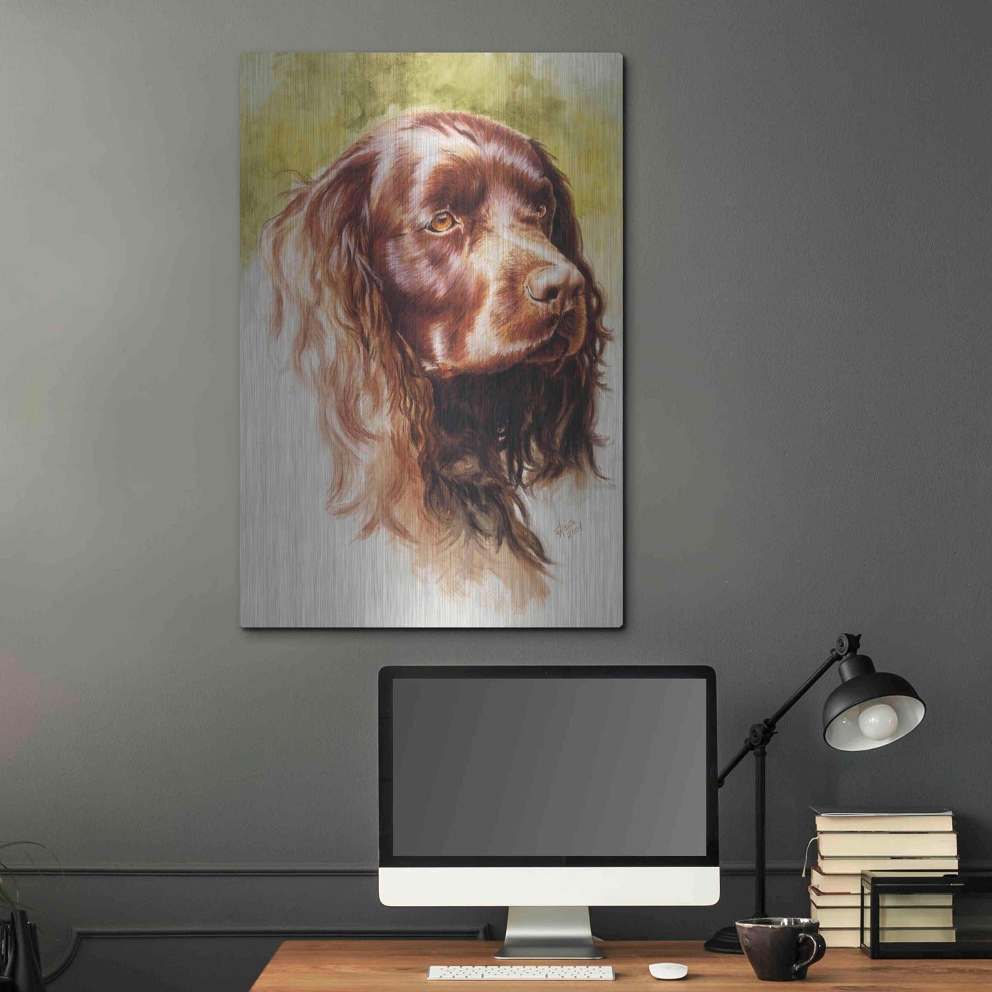 Luxe Metal Art 'Am Water Spaniel' by Barbara Keith, Metal Wall Art,24x36