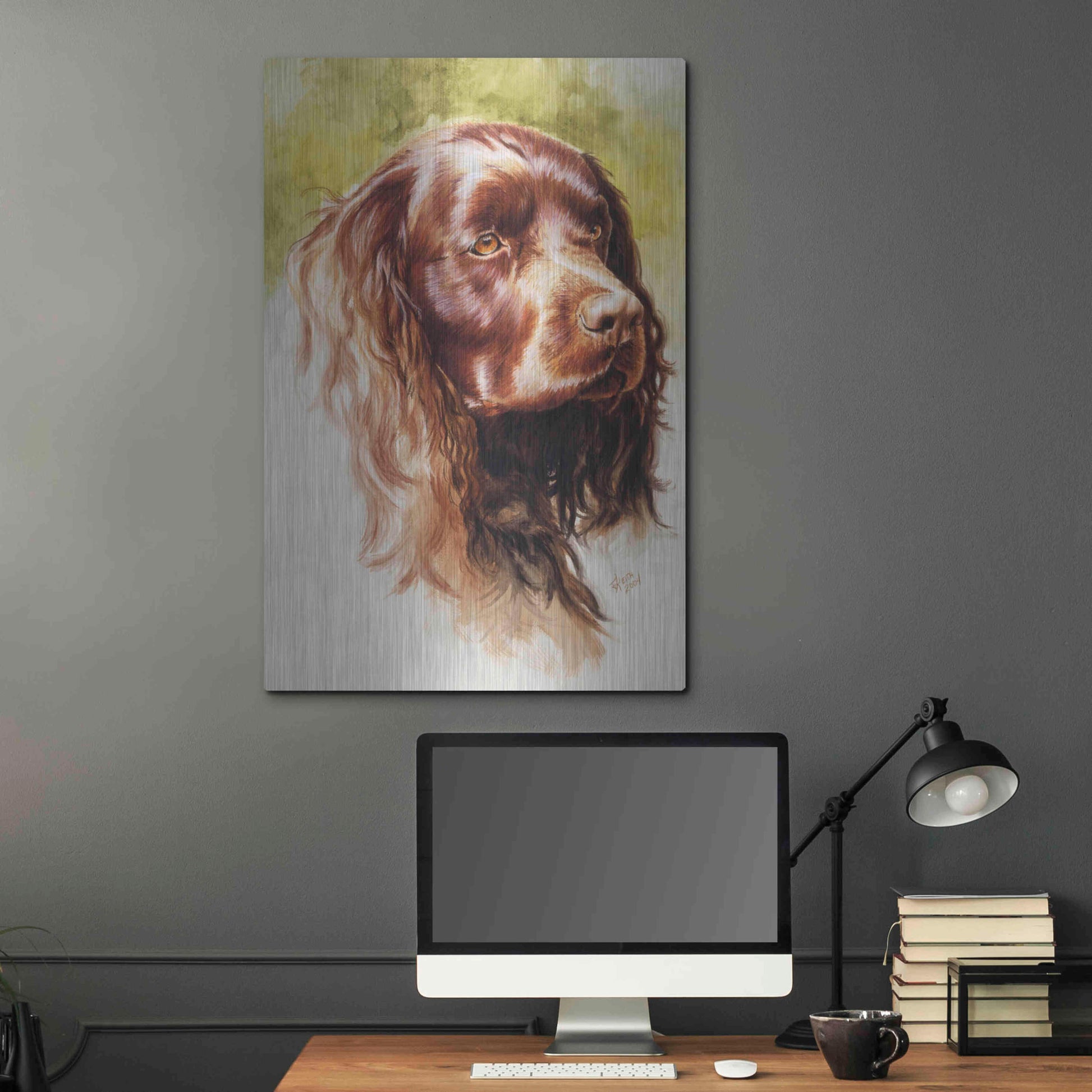 Luxe Metal Art 'Am Water Spaniel' by Barbara Keith, Metal Wall Art,24x36