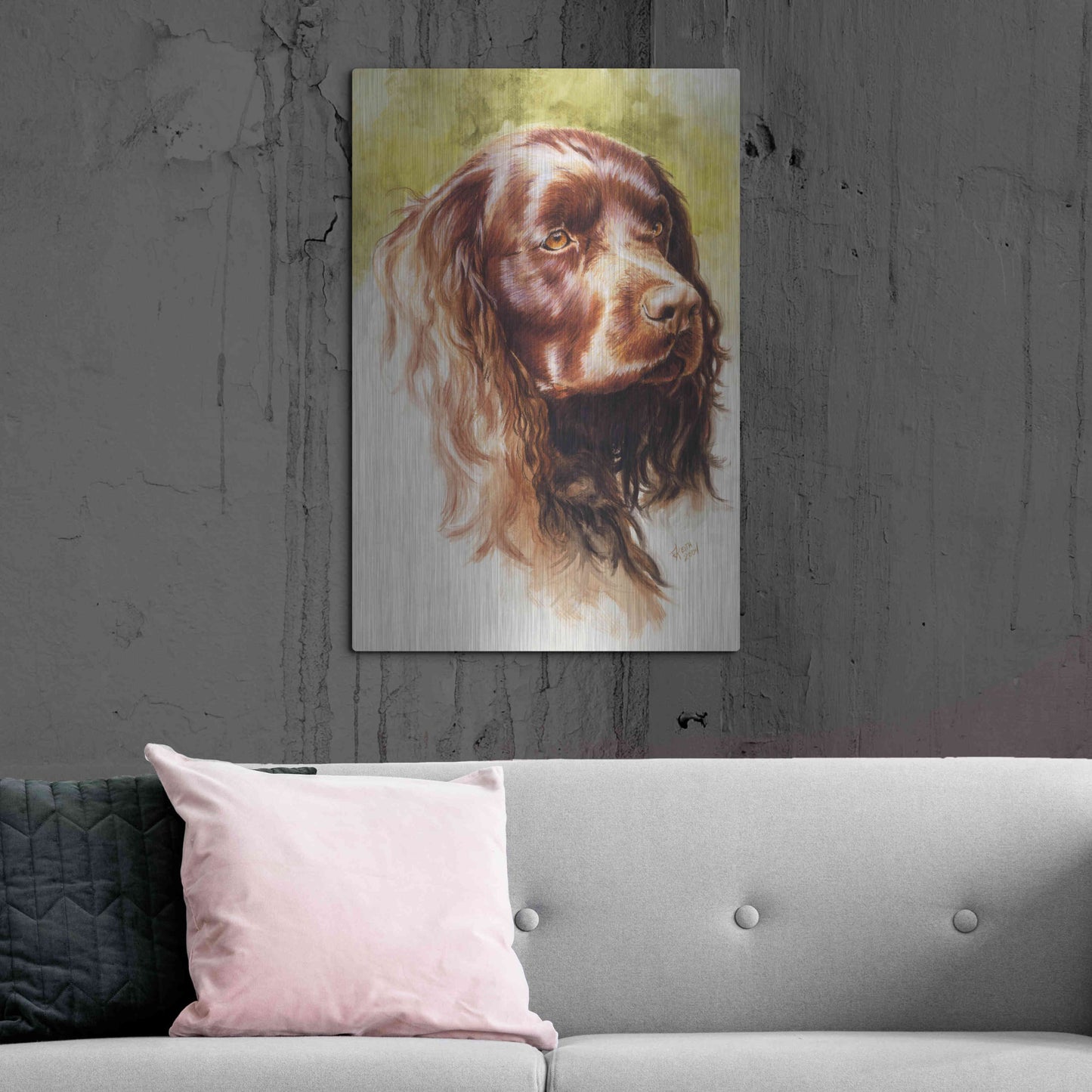 Luxe Metal Art 'Am Water Spaniel' by Barbara Keith, Metal Wall Art,24x36