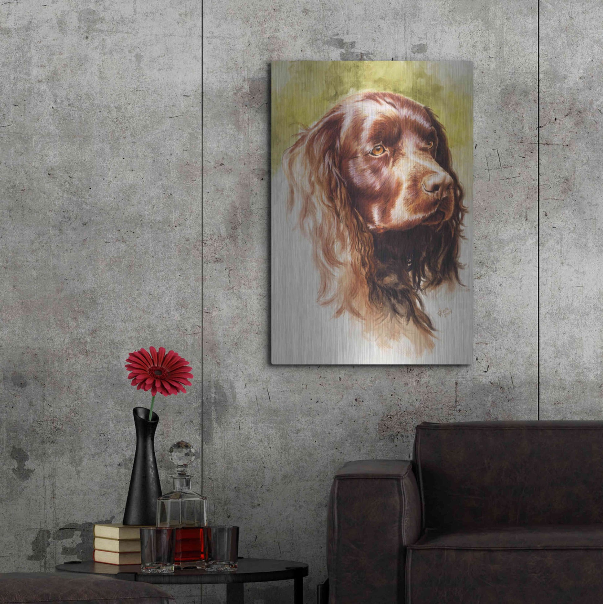 Luxe Metal Art 'Am Water Spaniel' by Barbara Keith, Metal Wall Art,24x36