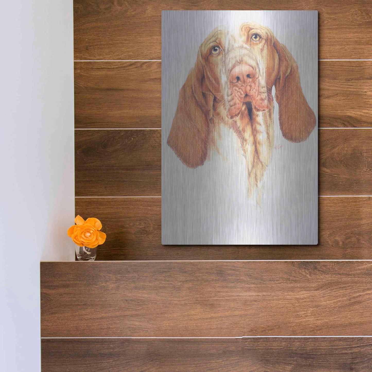 Luxe Metal Art 'Bracco Italiano' by Barbara Keith, Metal Wall Art,12x16