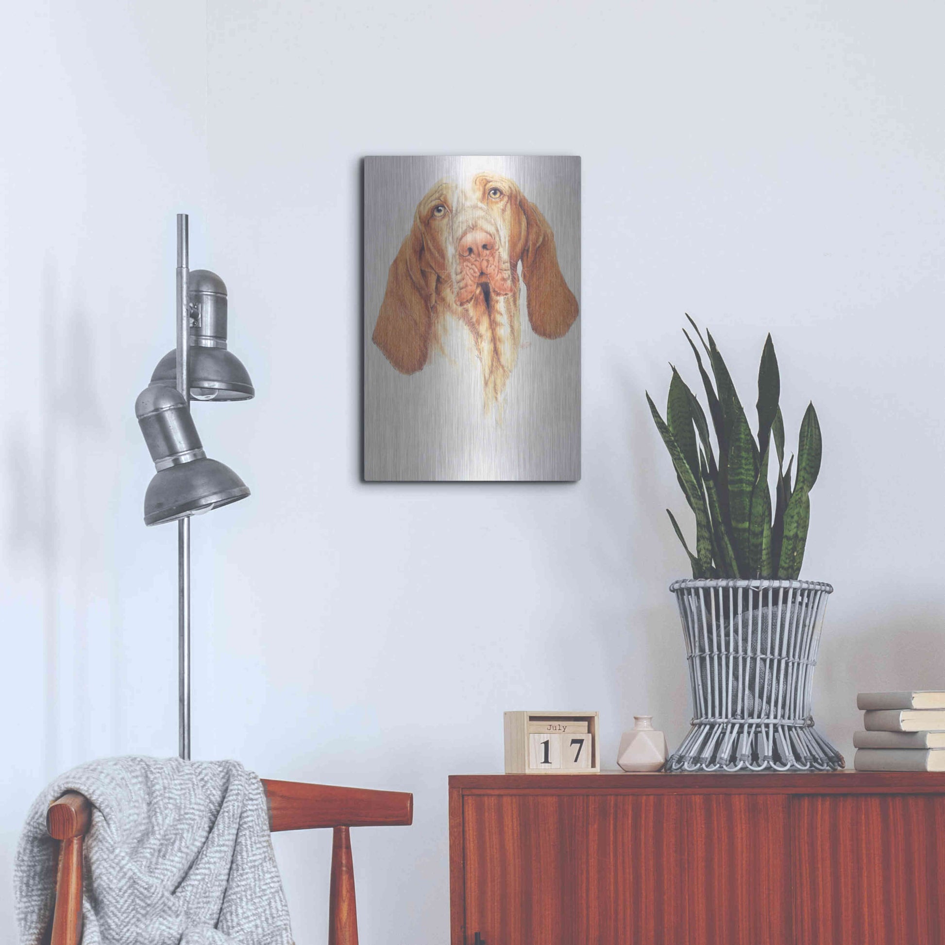 Luxe Metal Art 'Bracco Italiano' by Barbara Keith, Metal Wall Art,16x24