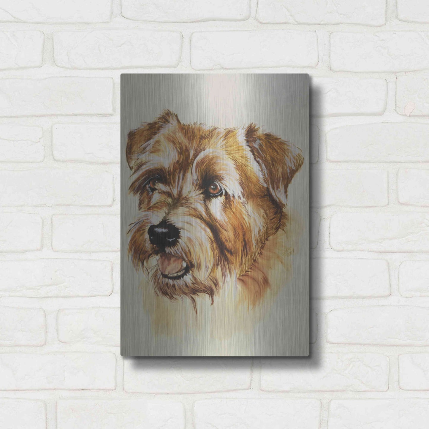 Luxe Metal Art 'Norfolk Terrier' by Barbara Keith, Metal Wall Art,12x16
