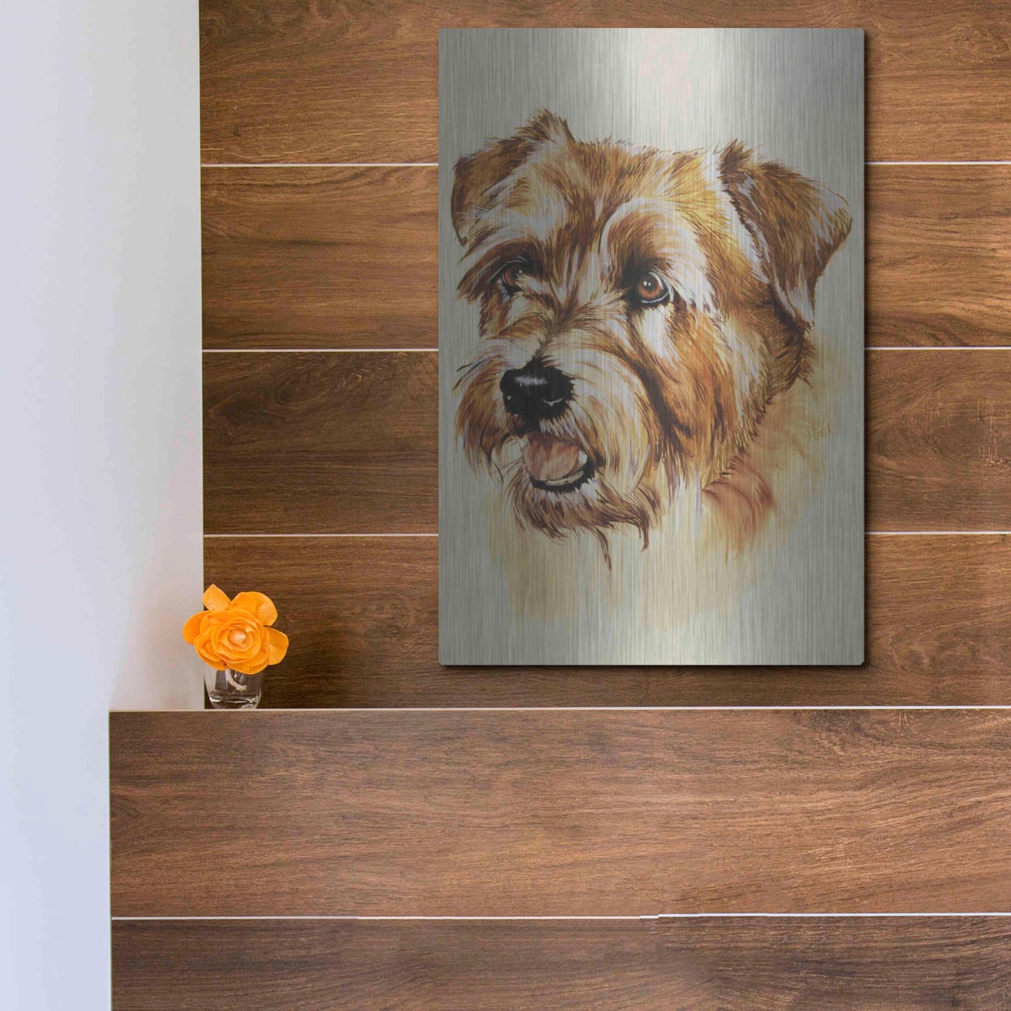 Luxe Metal Art 'Norfolk Terrier' by Barbara Keith, Metal Wall Art,12x16