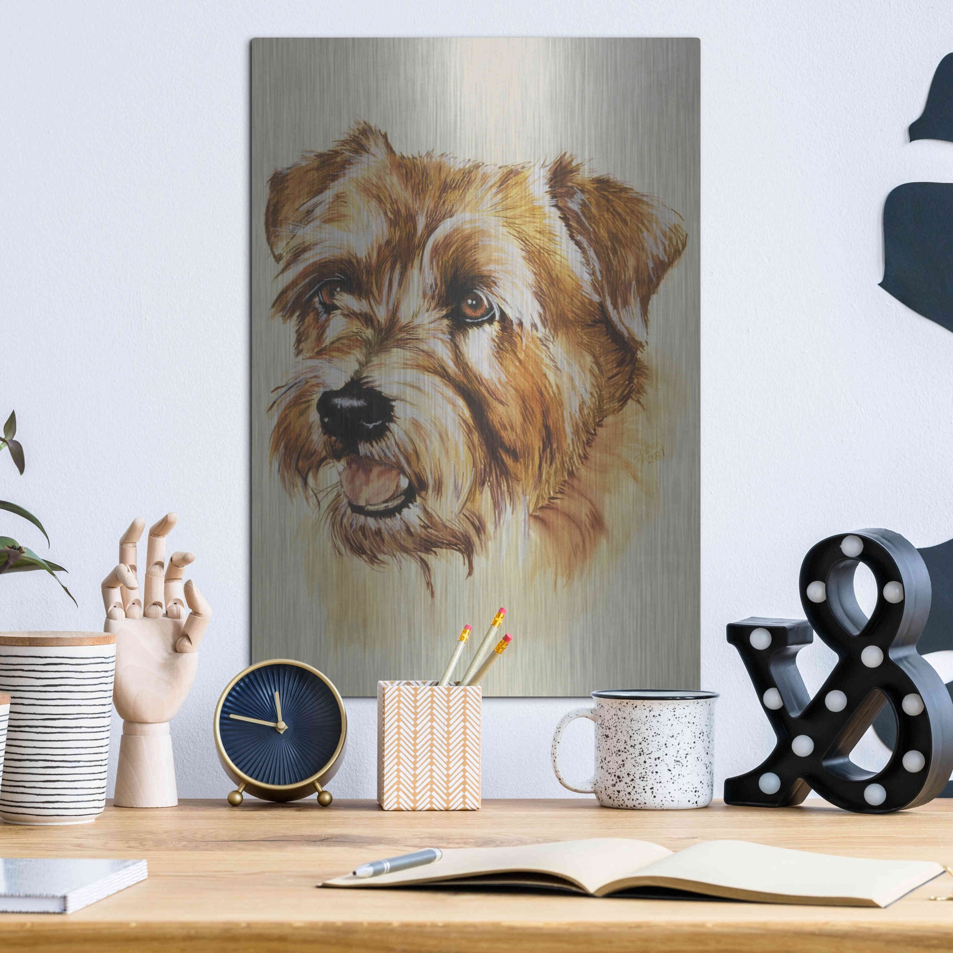 Luxe Metal Art 'Norfolk Terrier' by Barbara Keith, Metal Wall Art,12x16