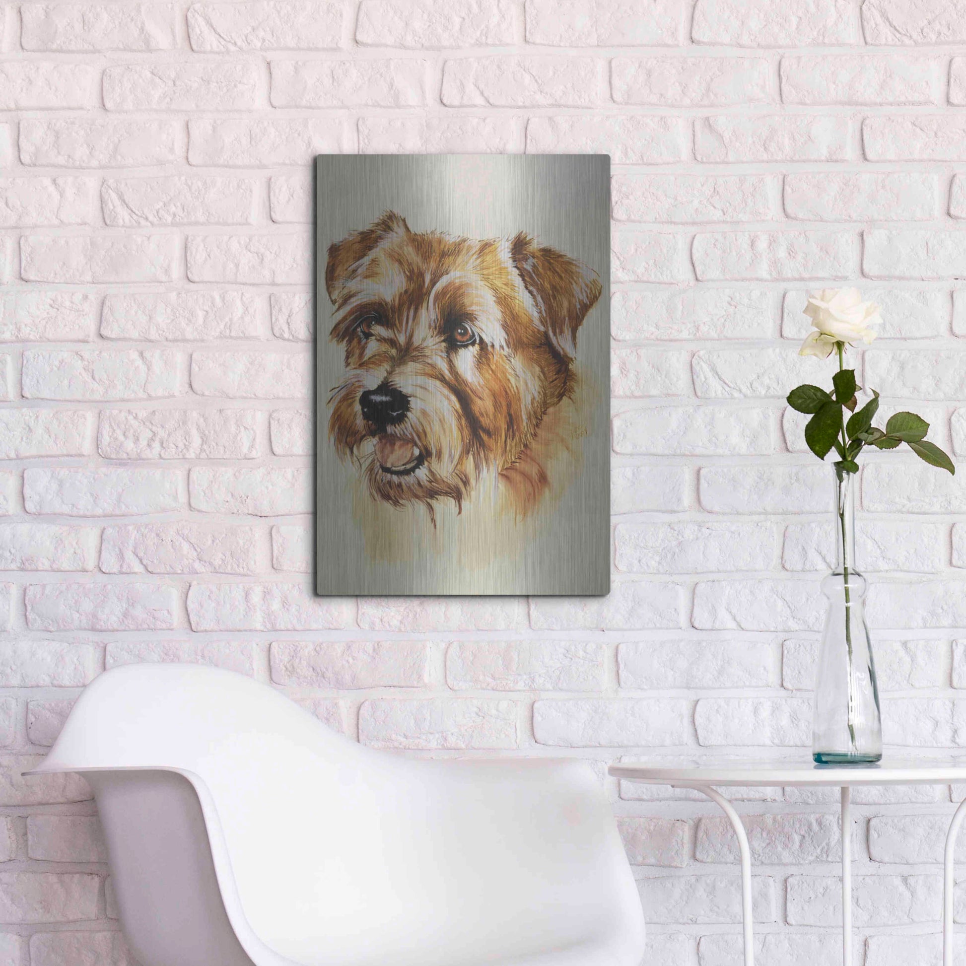 Luxe Metal Art 'Norfolk Terrier' by Barbara Keith, Metal Wall Art,16x24