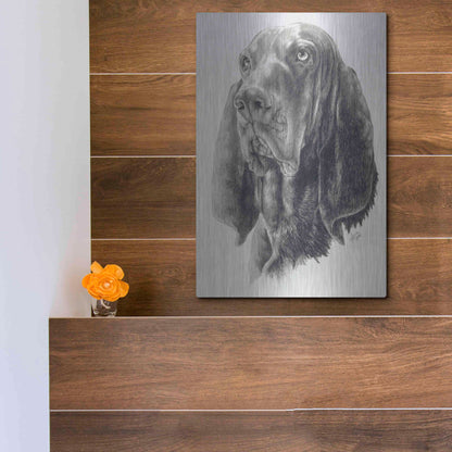 Luxe Metal Art 'Black & Tan Coonhound' by Barbara Keith, Metal Wall Art,12x16