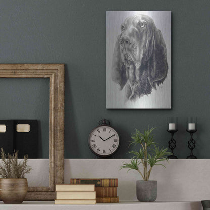 Luxe Metal Art 'Black & Tan Coonhound' by Barbara Keith, Metal Wall Art,12x16