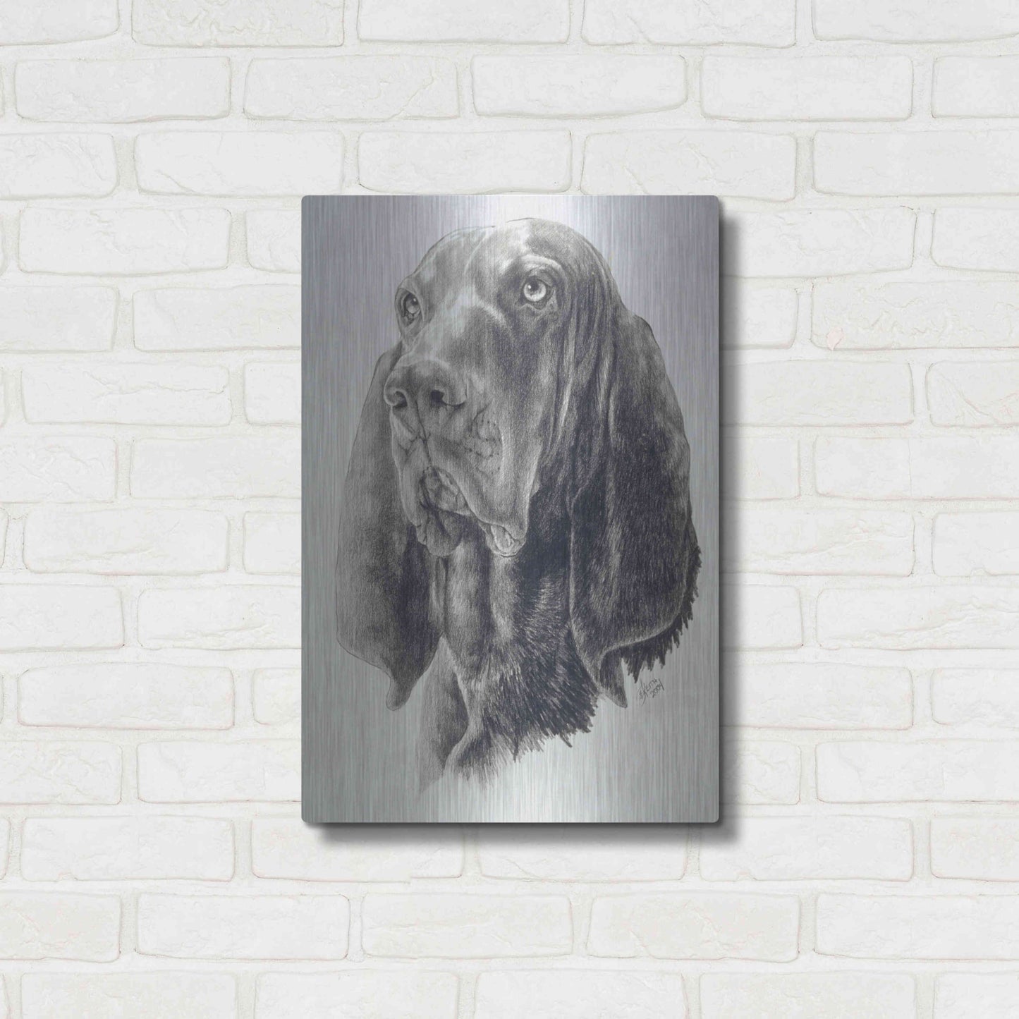 Luxe Metal Art 'Black & Tan Coonhound' by Barbara Keith, Metal Wall Art,16x24