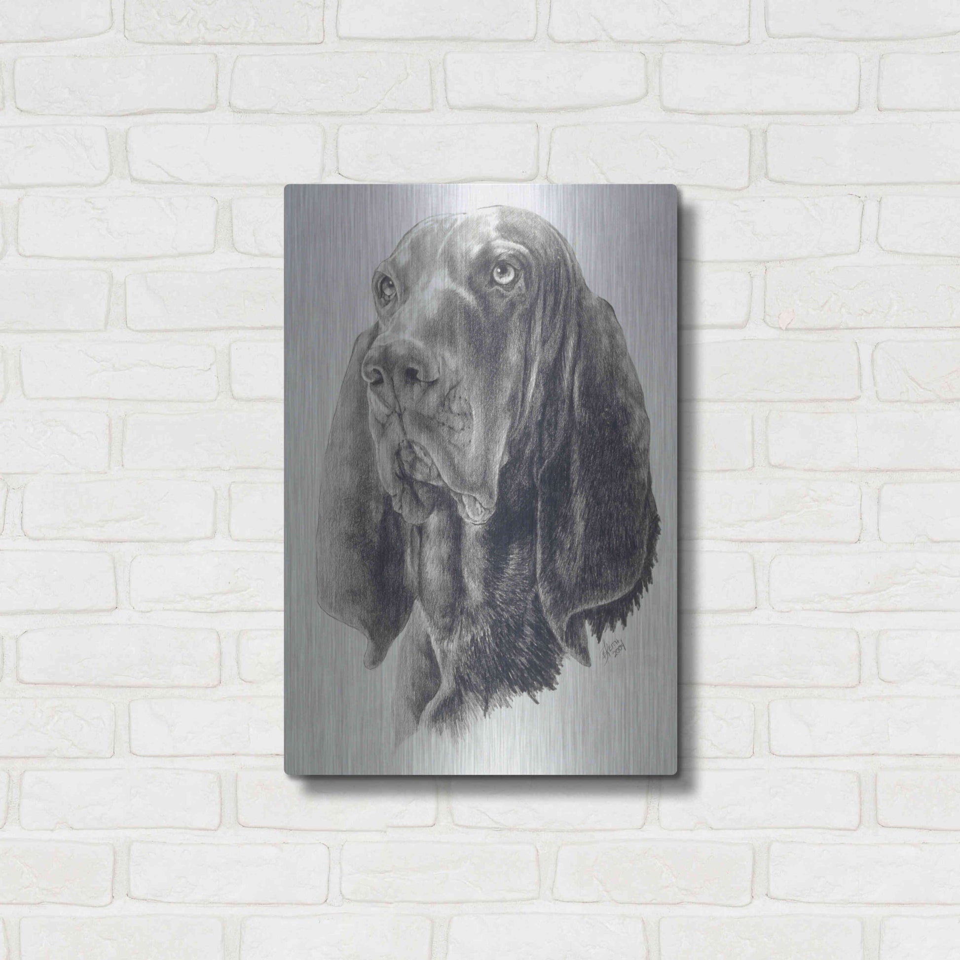 Luxe Metal Art 'Black & Tan Coonhound' by Barbara Keith, Metal Wall Art,16x24