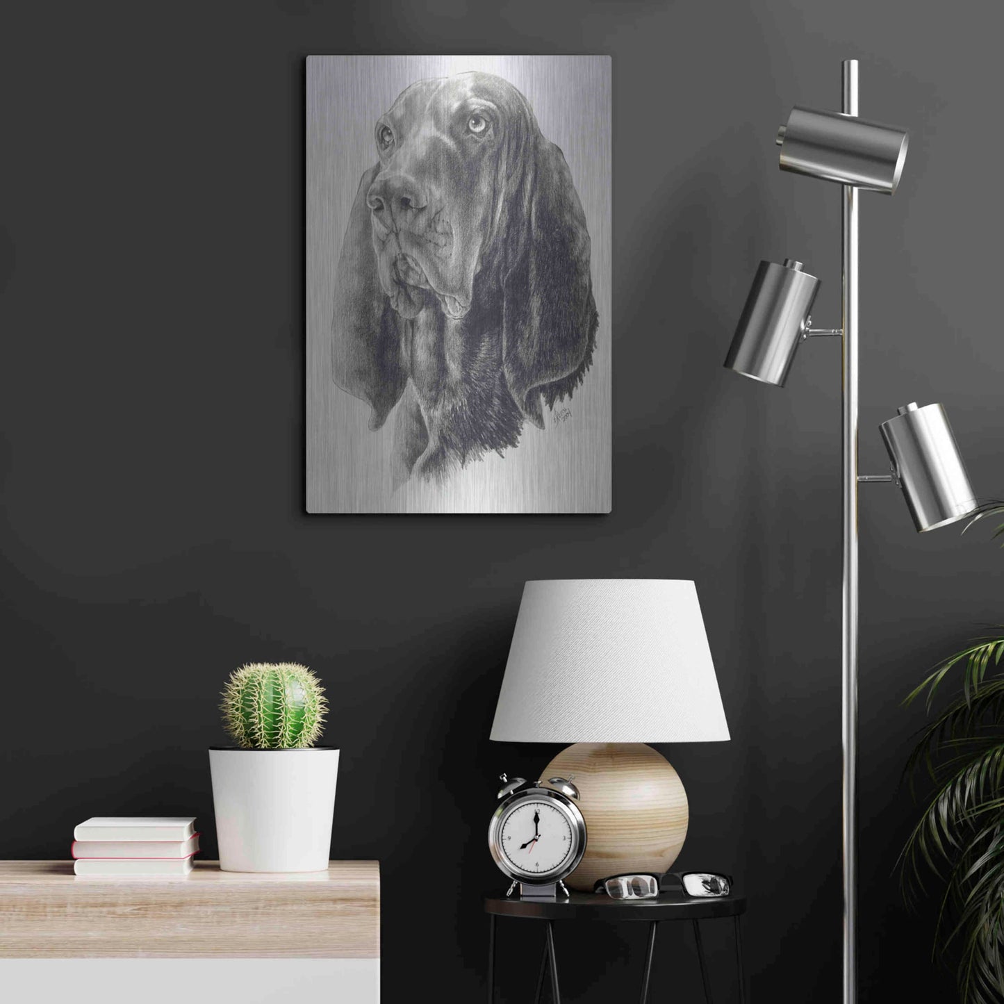 Luxe Metal Art 'Black & Tan Coonhound' by Barbara Keith, Metal Wall Art,16x24