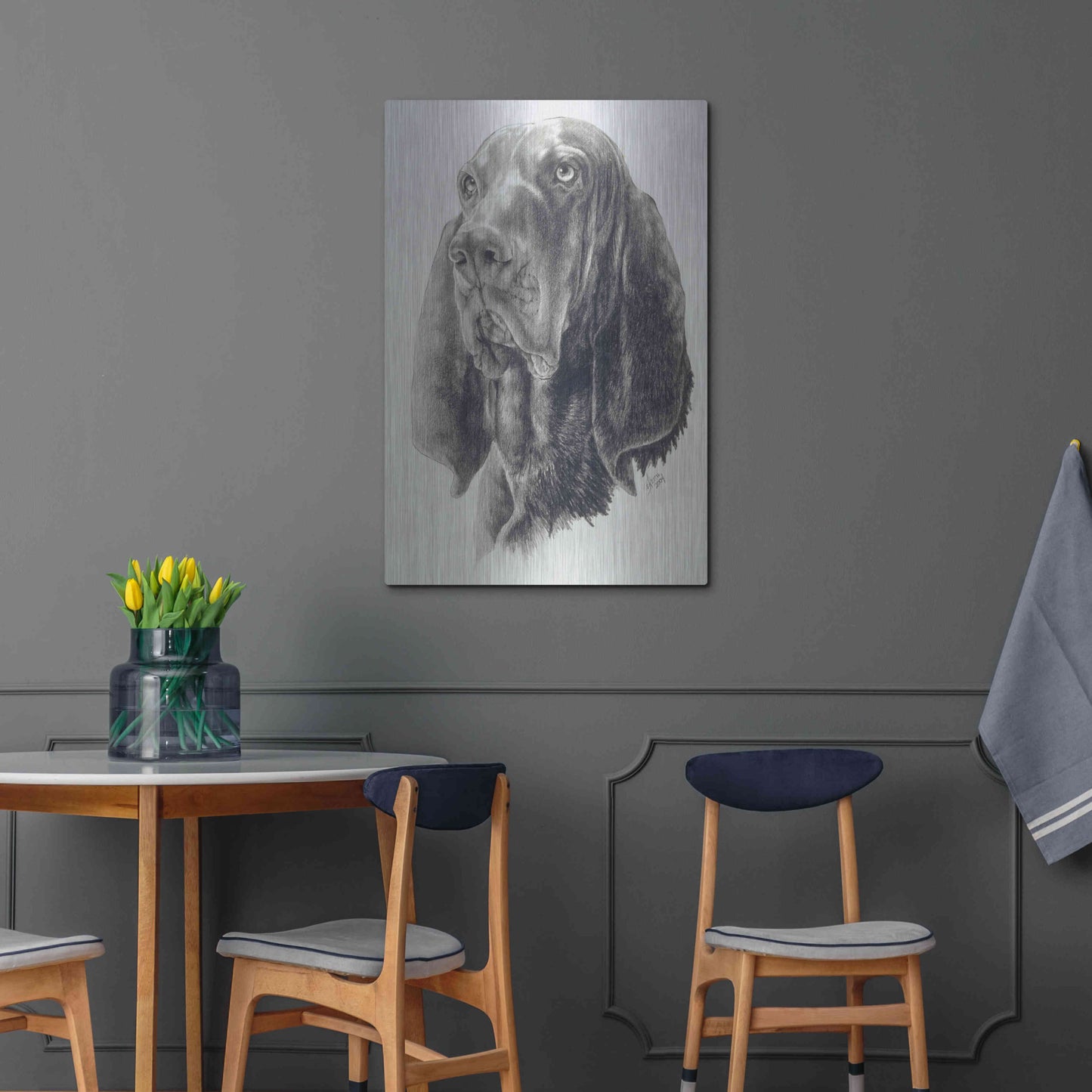 Luxe Metal Art 'Black & Tan Coonhound' by Barbara Keith, Metal Wall Art,24x36