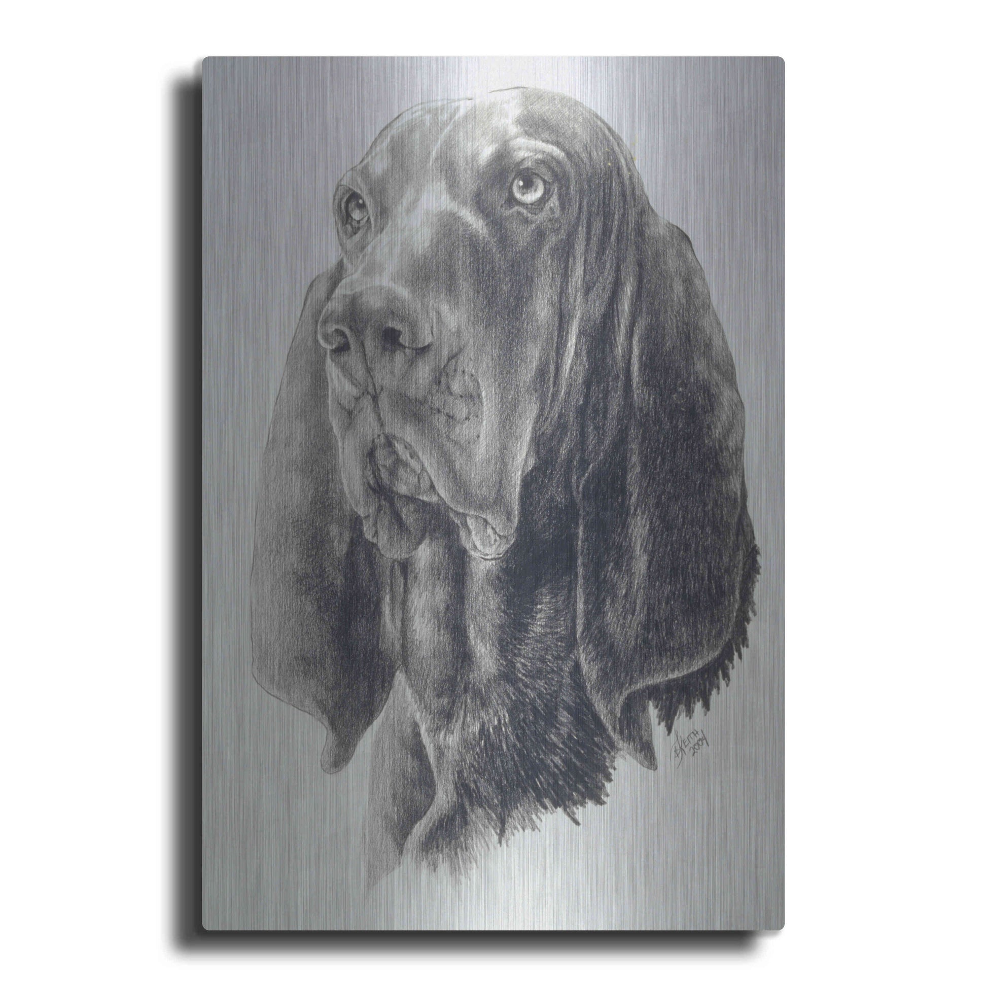Luxe Metal Art 'Black & Tan Coonhound' by Barbara Keith, Metal Wall Art