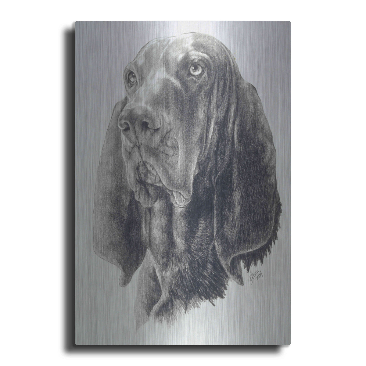 Luxe Metal Art 'Black & Tan Coonhound' by Barbara Keith, Metal Wall Art