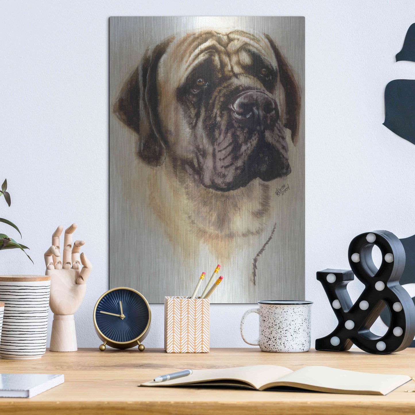 Luxe Metal Art 'Mastiff' by Barbara Keith, Metal Wall Art,12x16