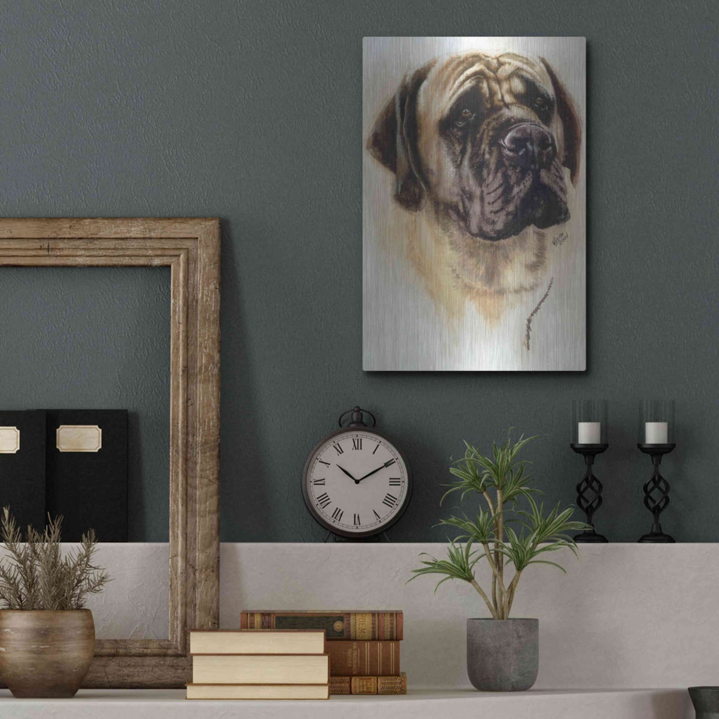 Luxe Metal Art 'Mastiff' by Barbara Keith, Metal Wall Art,12x16