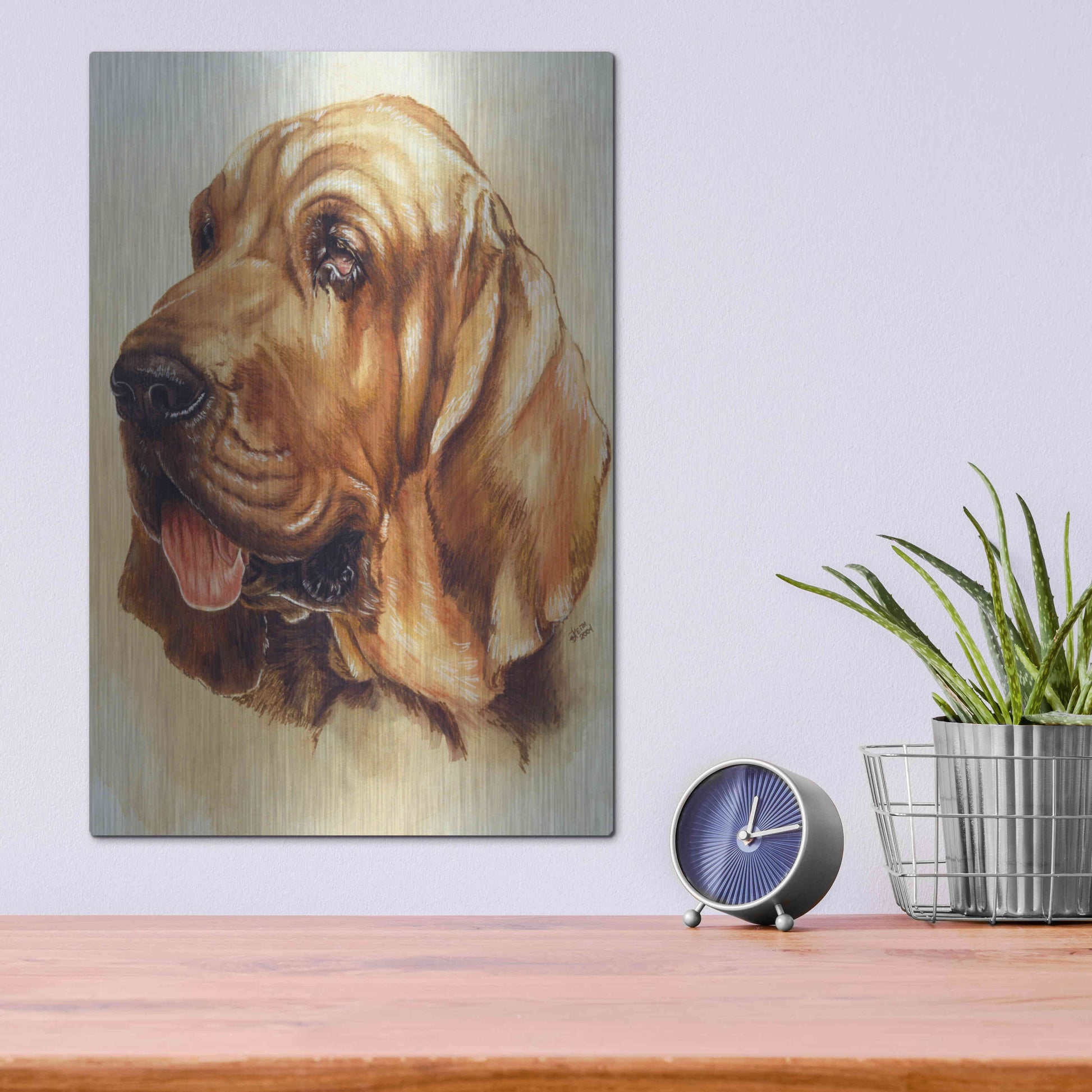 Luxe Metal Art 'Blood Hound' by Barbara Keith, Metal Wall Art,12x16