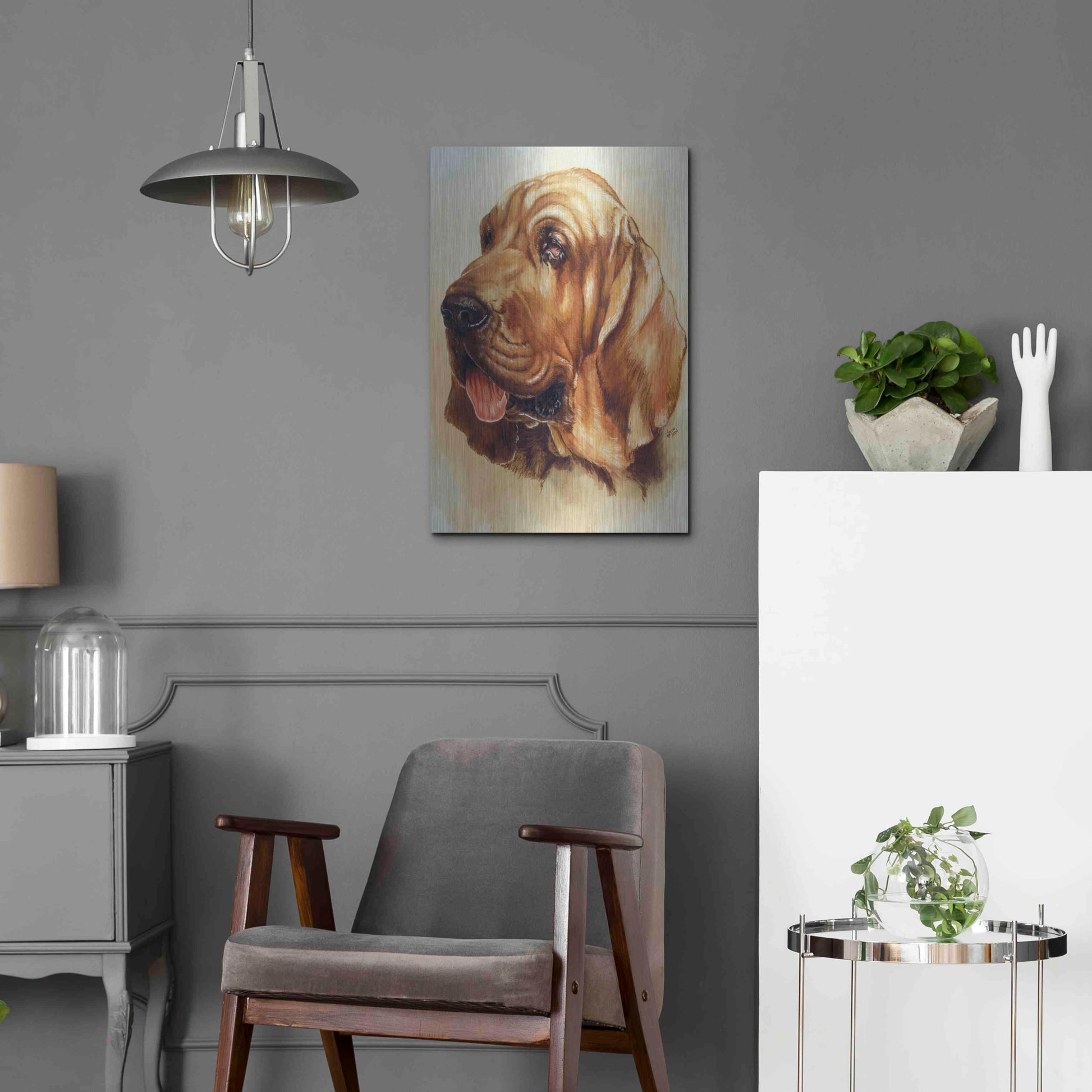 Luxe Metal Art 'Blood Hound' by Barbara Keith, Metal Wall Art,16x24