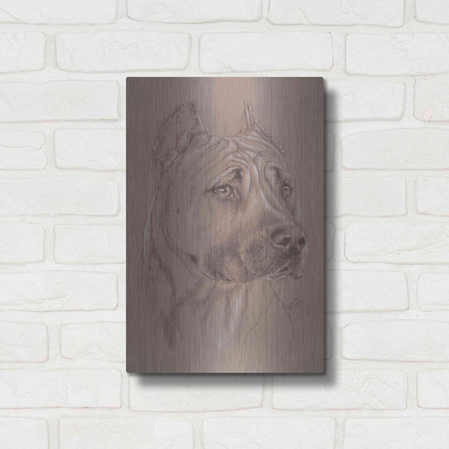 Luxe Metal Art 'Am Staffordshire Terrier' by Barbara Keith, Metal Wall Art,12x16