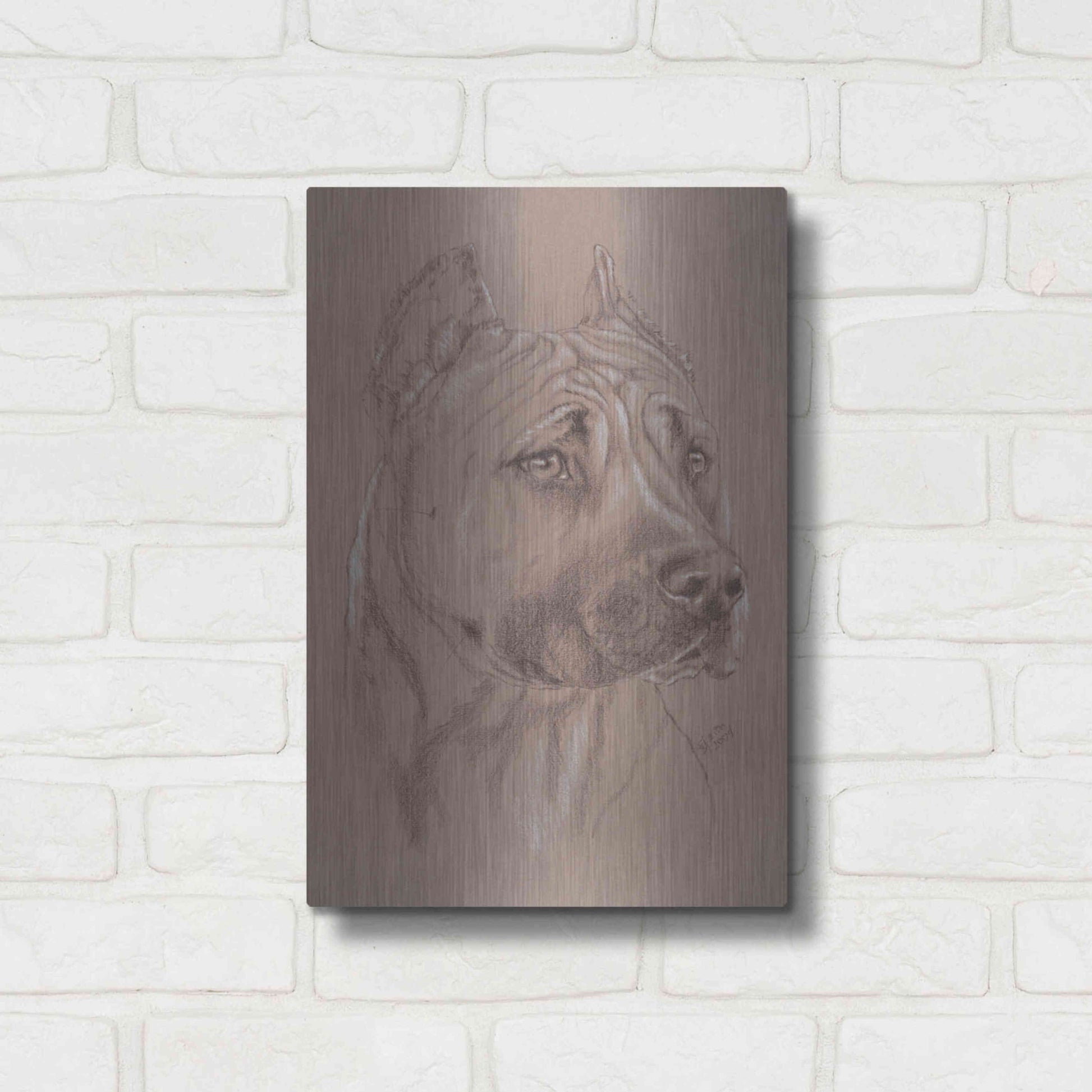 Luxe Metal Art 'Am Staffordshire Terrier' by Barbara Keith, Metal Wall Art,12x16