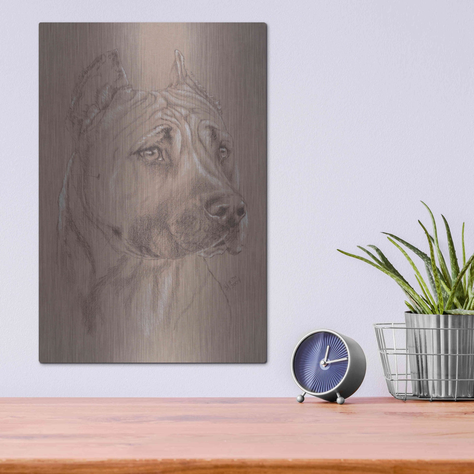 Luxe Metal Art 'Am Staffordshire Terrier' by Barbara Keith, Metal Wall Art,12x16
