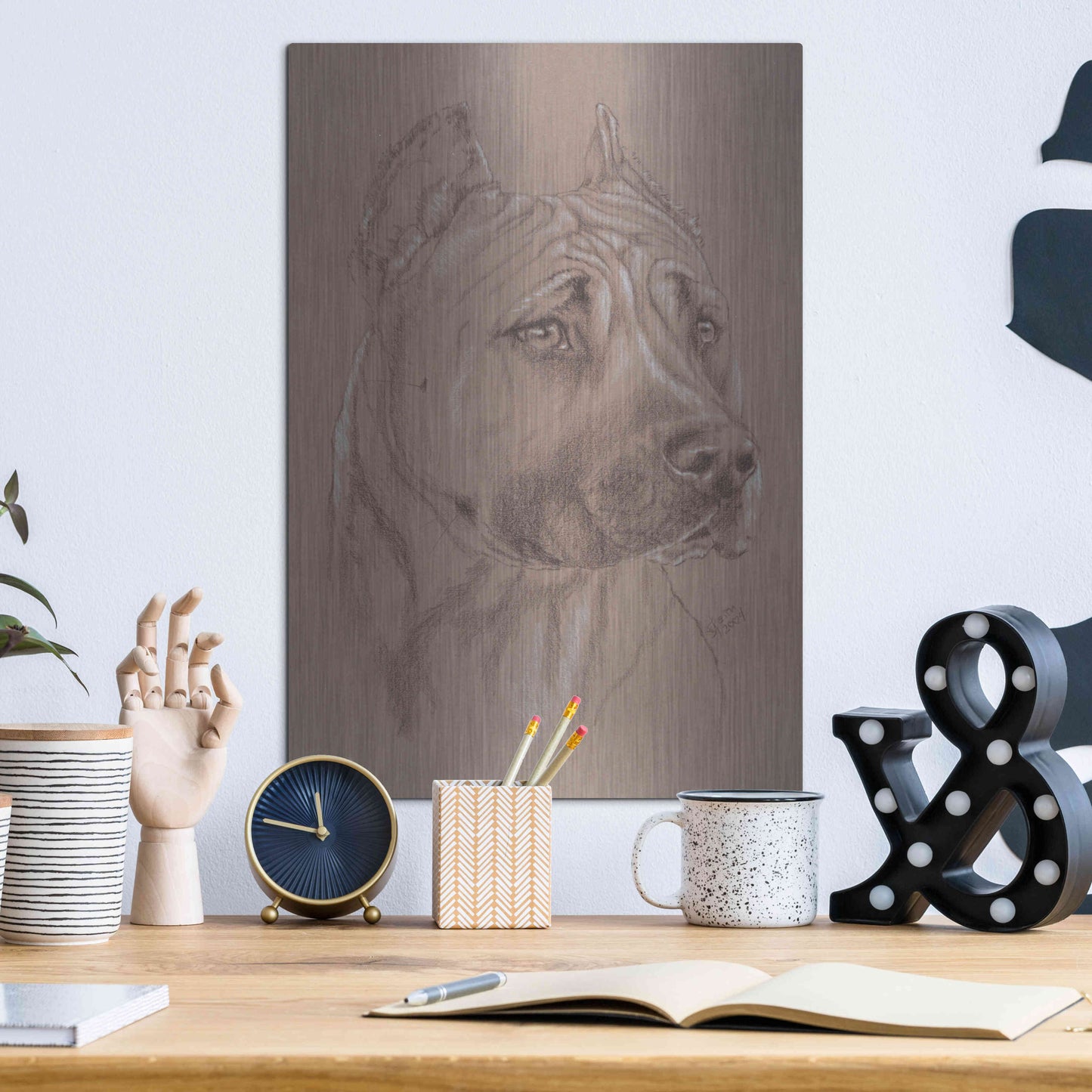 Luxe Metal Art 'Am Staffordshire Terrier' by Barbara Keith, Metal Wall Art,12x16