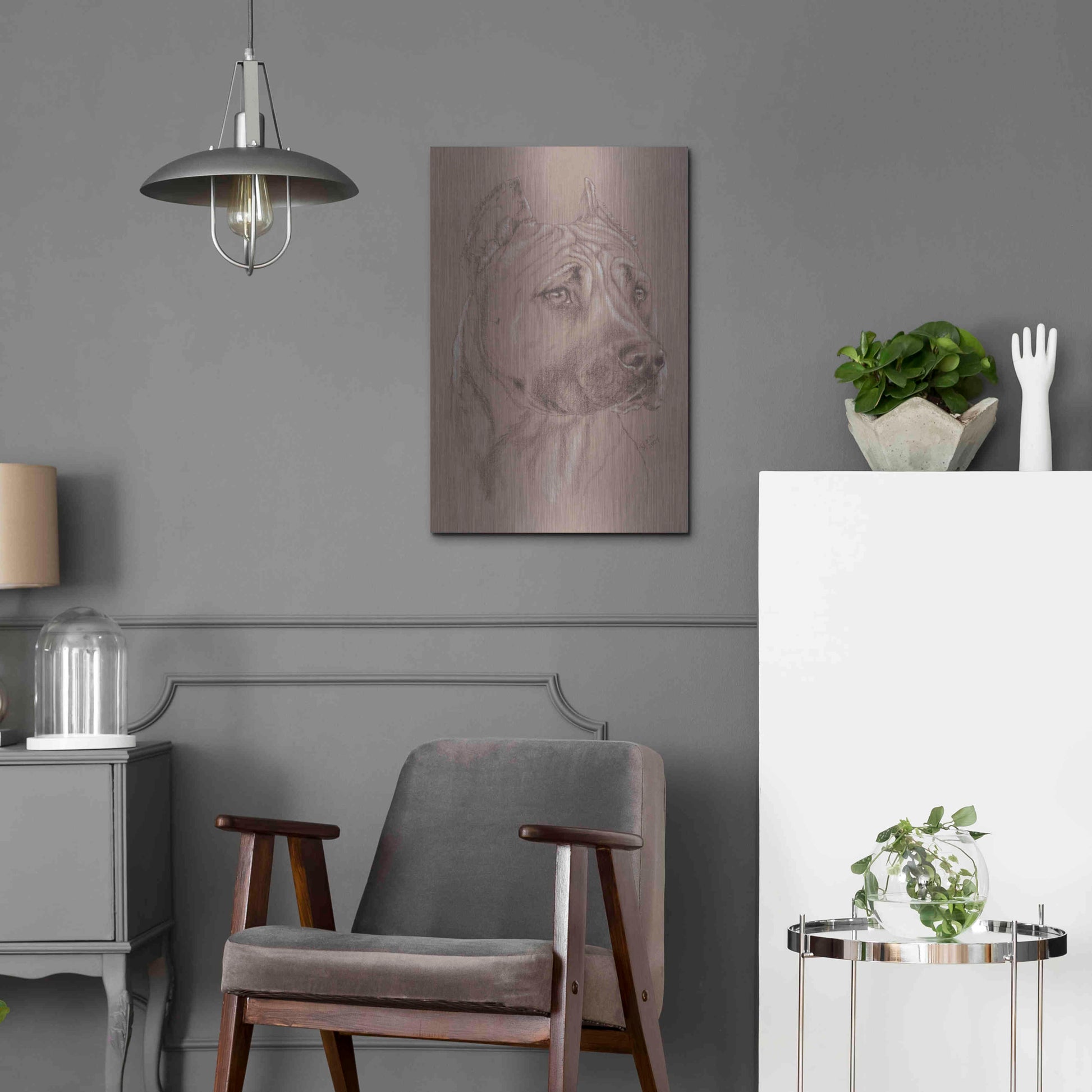 Luxe Metal Art 'Am Staffordshire Terrier' by Barbara Keith, Metal Wall Art,16x24