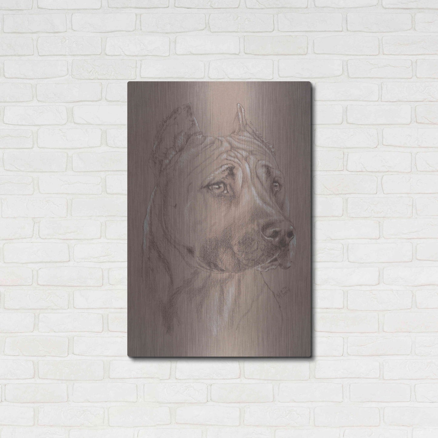 Luxe Metal Art 'Am Staffordshire Terrier' by Barbara Keith, Metal Wall Art,24x36