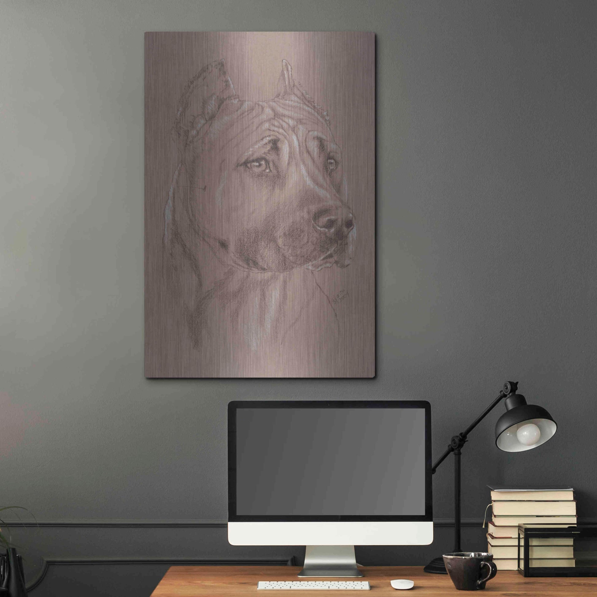Luxe Metal Art 'Am Staffordshire Terrier' by Barbara Keith, Metal Wall Art,24x36