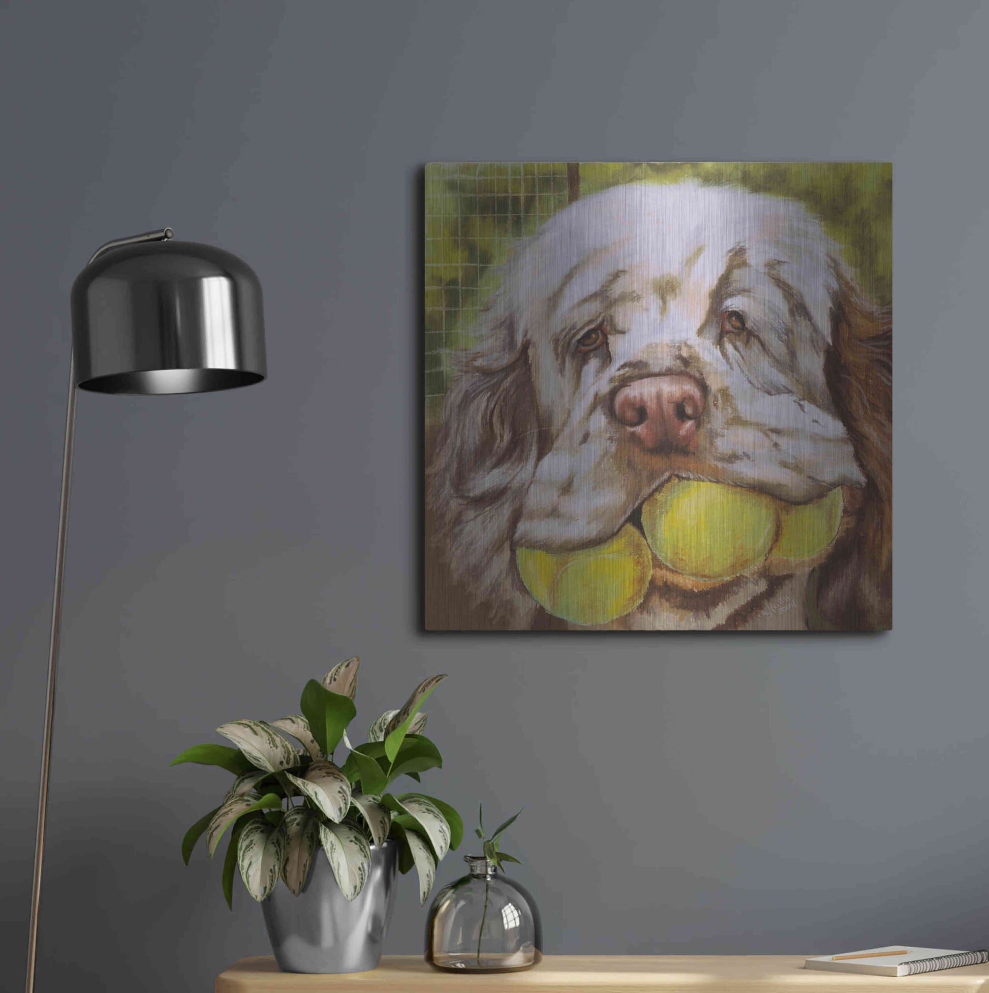 Luxe Metal Art 'Clumber Spaniel 2' by Barbara Keith, Metal Wall Art,24x24