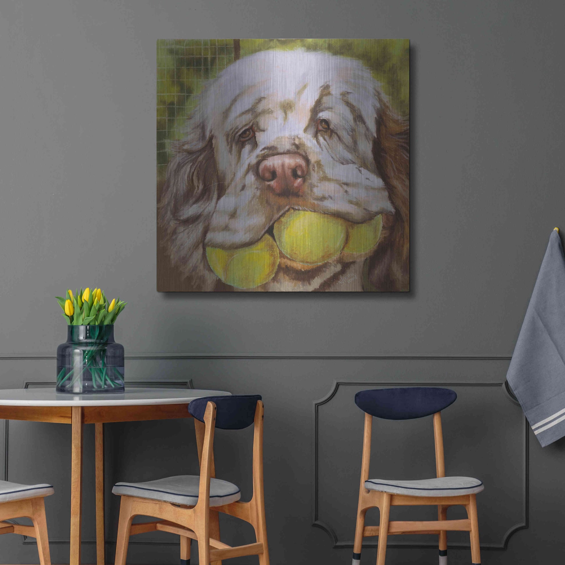 Luxe Metal Art 'Clumber Spaniel 2' by Barbara Keith, Metal Wall Art,36x36