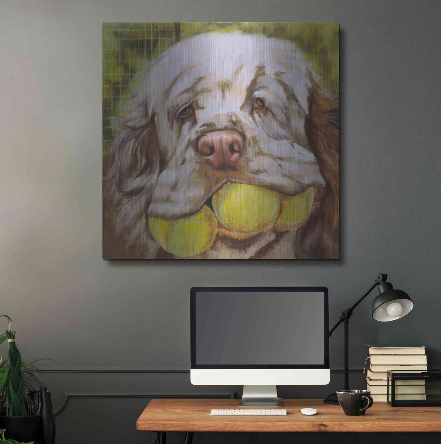 Luxe Metal Art 'Clumber Spaniel 2' by Barbara Keith, Metal Wall Art,36x36
