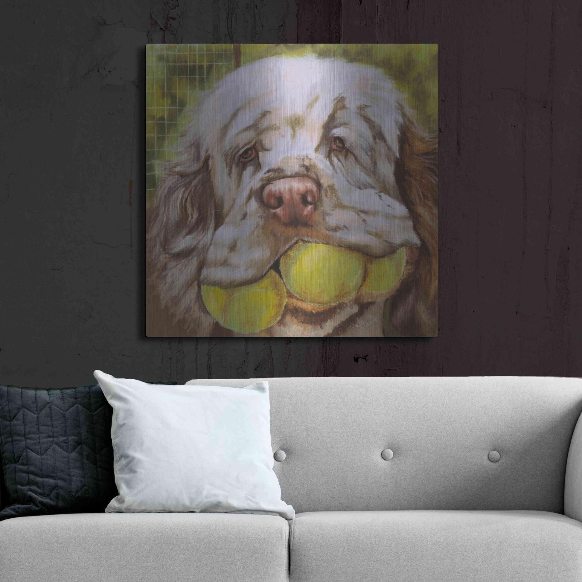 Luxe Metal Art 'Clumber Spaniel 2' by Barbara Keith, Metal Wall Art,36x36