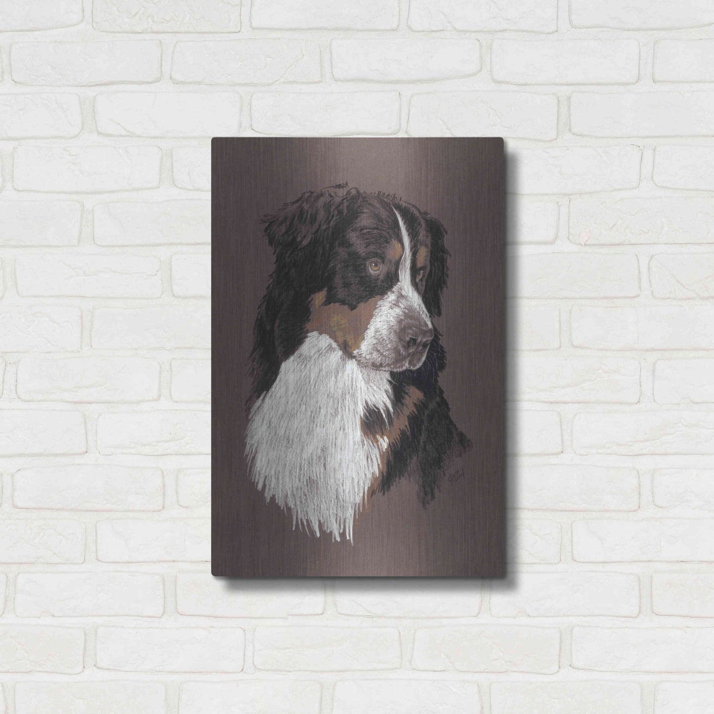 Luxe Metal Art 'Bernese Mt. Dog' by Barbara Keith, Metal Wall Art,16x24