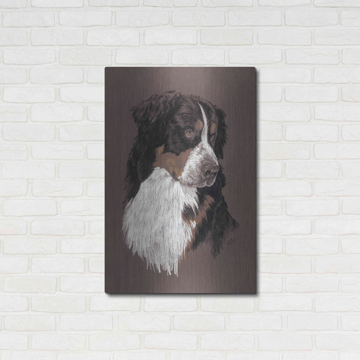 Luxe Metal Art 'Bernese Mt. Dog' by Barbara Keith, Metal Wall Art,24x36