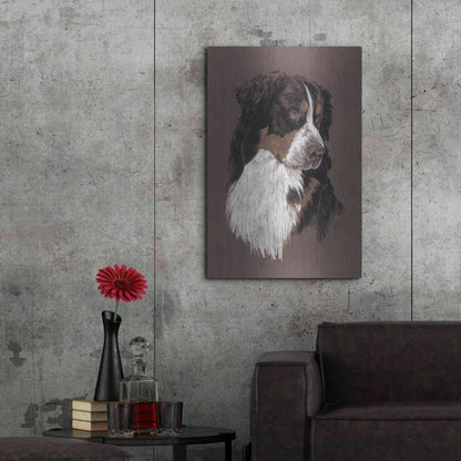 Luxe Metal Art 'Bernese Mt. Dog' by Barbara Keith, Metal Wall Art,24x36