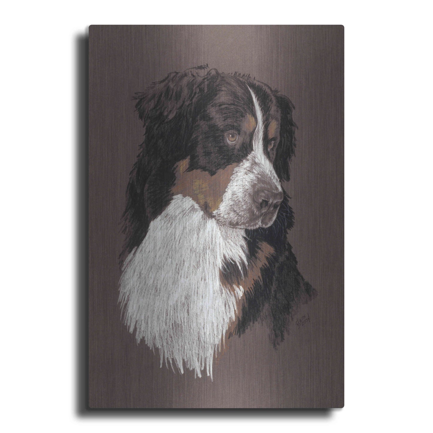 Luxe Metal Art 'Bernese Mt. Dog' by Barbara Keith, Metal Wall Art