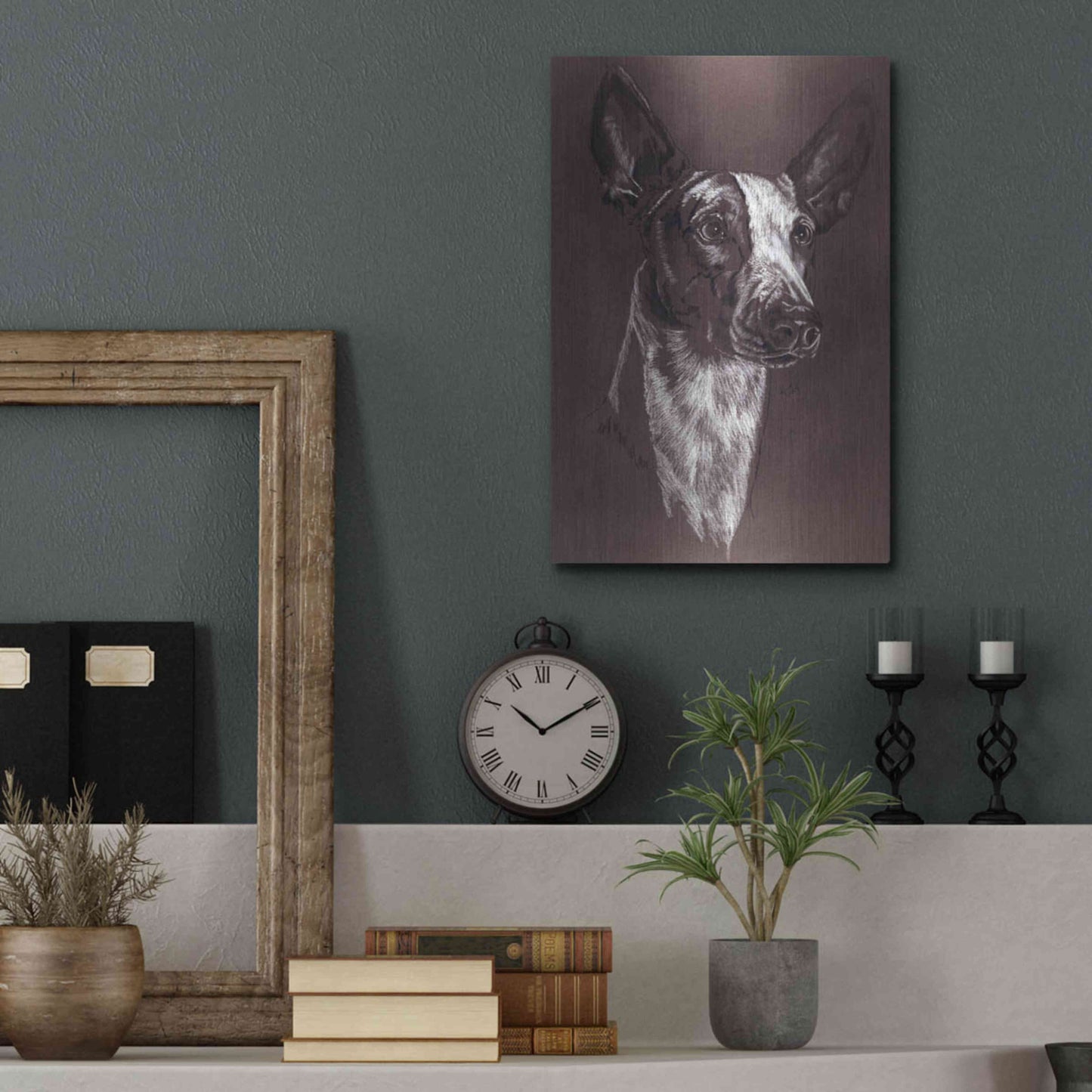 Luxe Metal Art 'Ibizan Hound' by Barbara Keith, Metal Wall Art,12x16