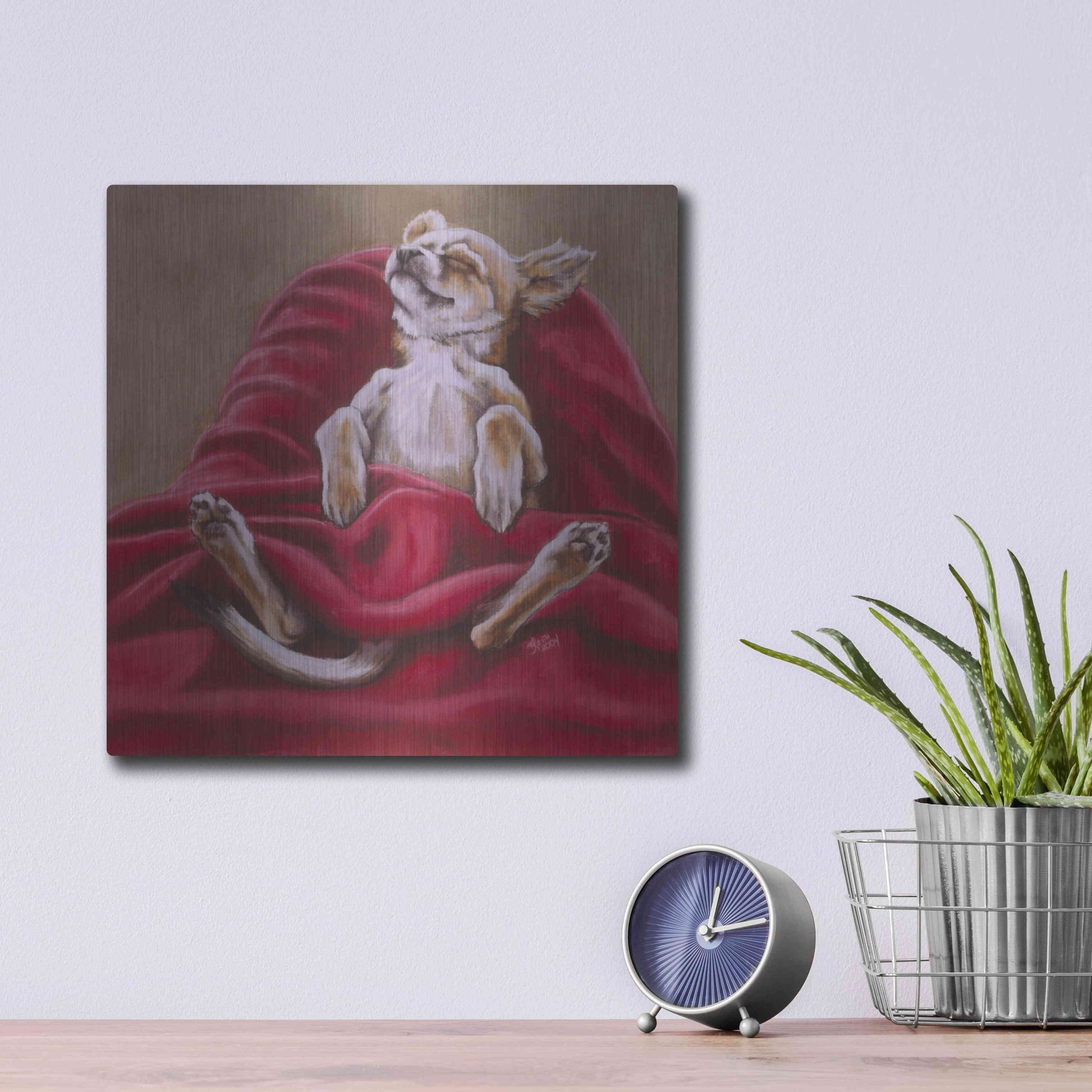 Luxe Metal Art 'Nap Hard' by Barbara Keith, Metal Wall Art,12x12