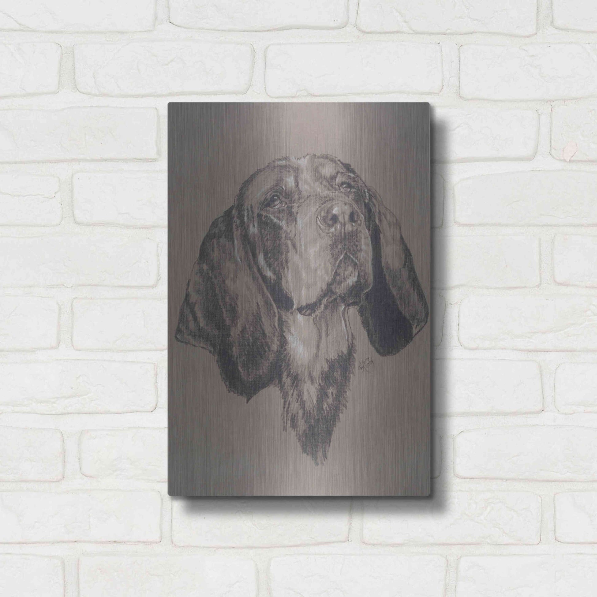 Luxe Metal Art 'Blue Tick Hound' by Barbara Keith, Metal Wall Art,12x16
