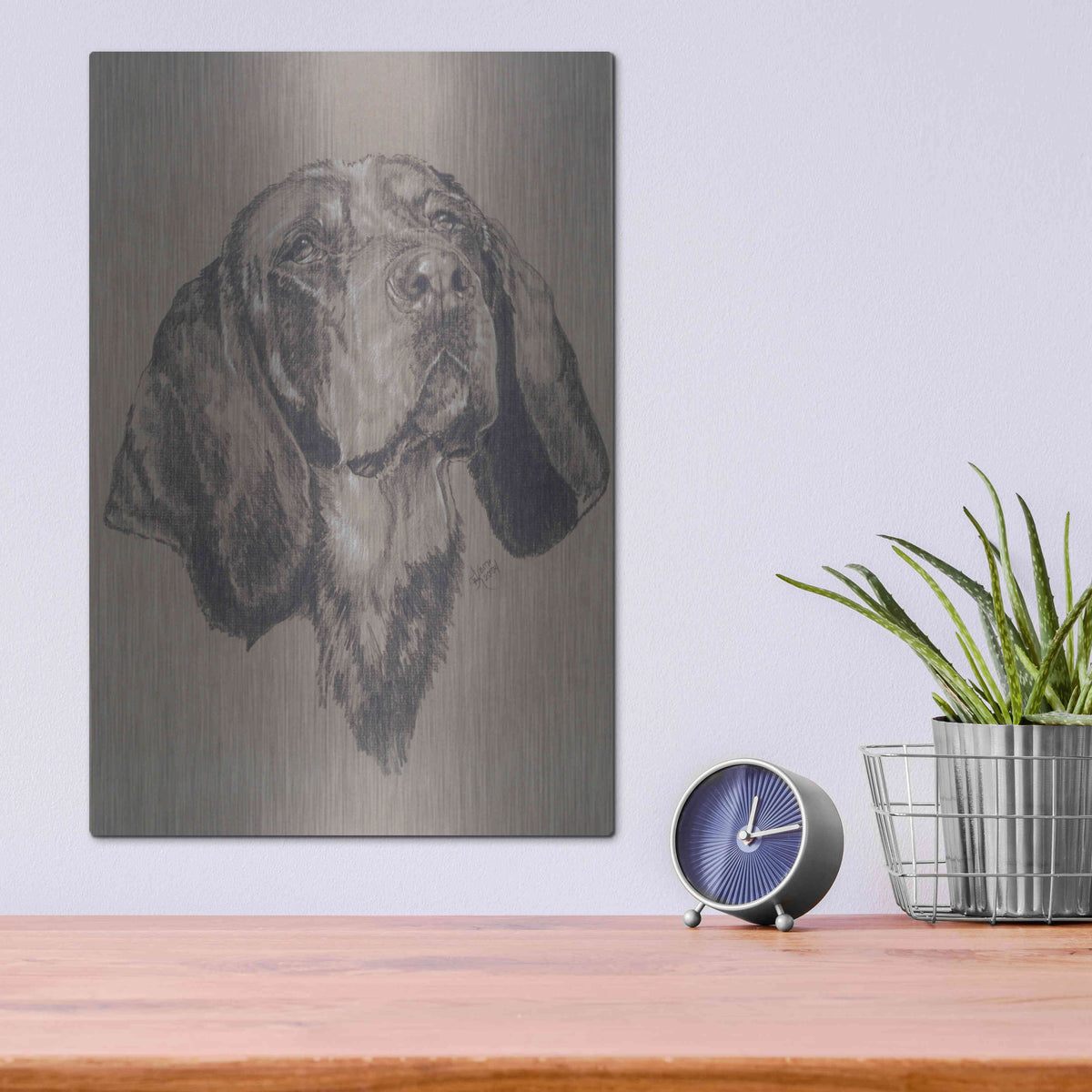 Luxe Metal Art 'Blue Tick Hound' by Barbara Keith, Metal Wall Art,12x16