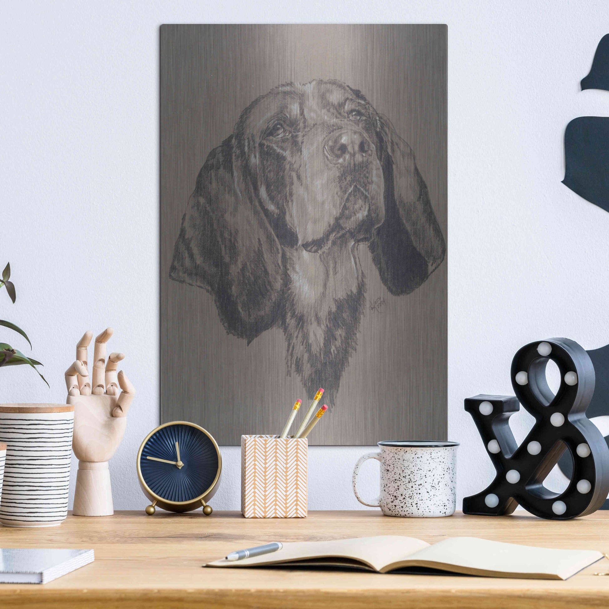 Luxe Metal Art 'Blue Tick Hound' by Barbara Keith, Metal Wall Art,12x16