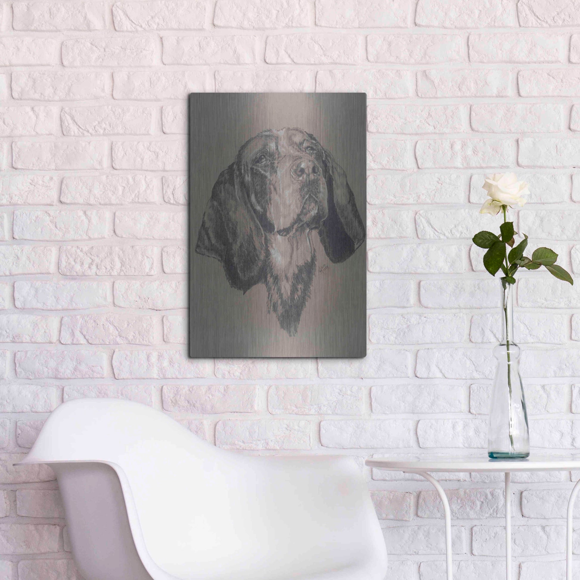 Luxe Metal Art 'Blue Tick Hound' by Barbara Keith, Metal Wall Art,16x24