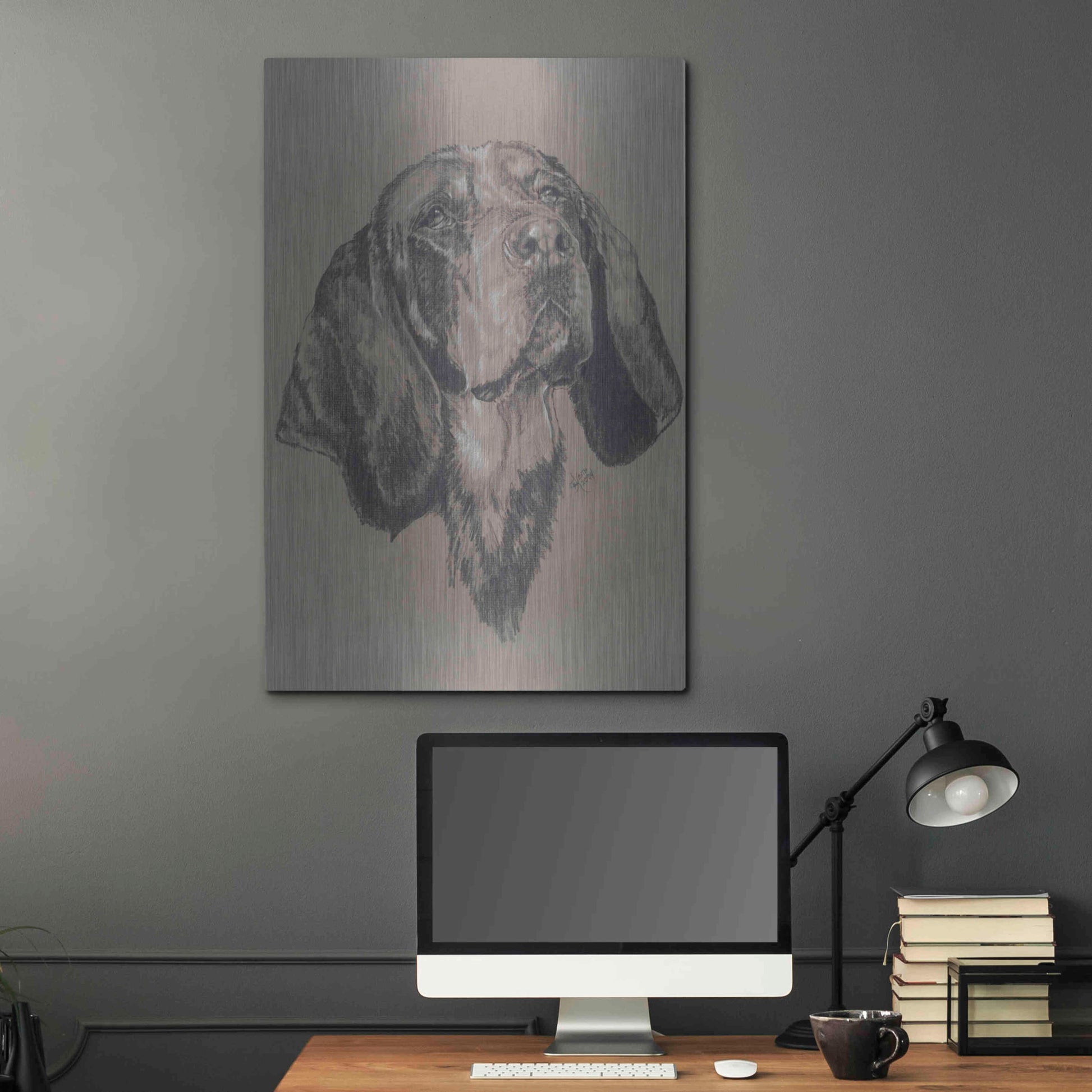 Luxe Metal Art 'Blue Tick Hound' by Barbara Keith, Metal Wall Art,24x36