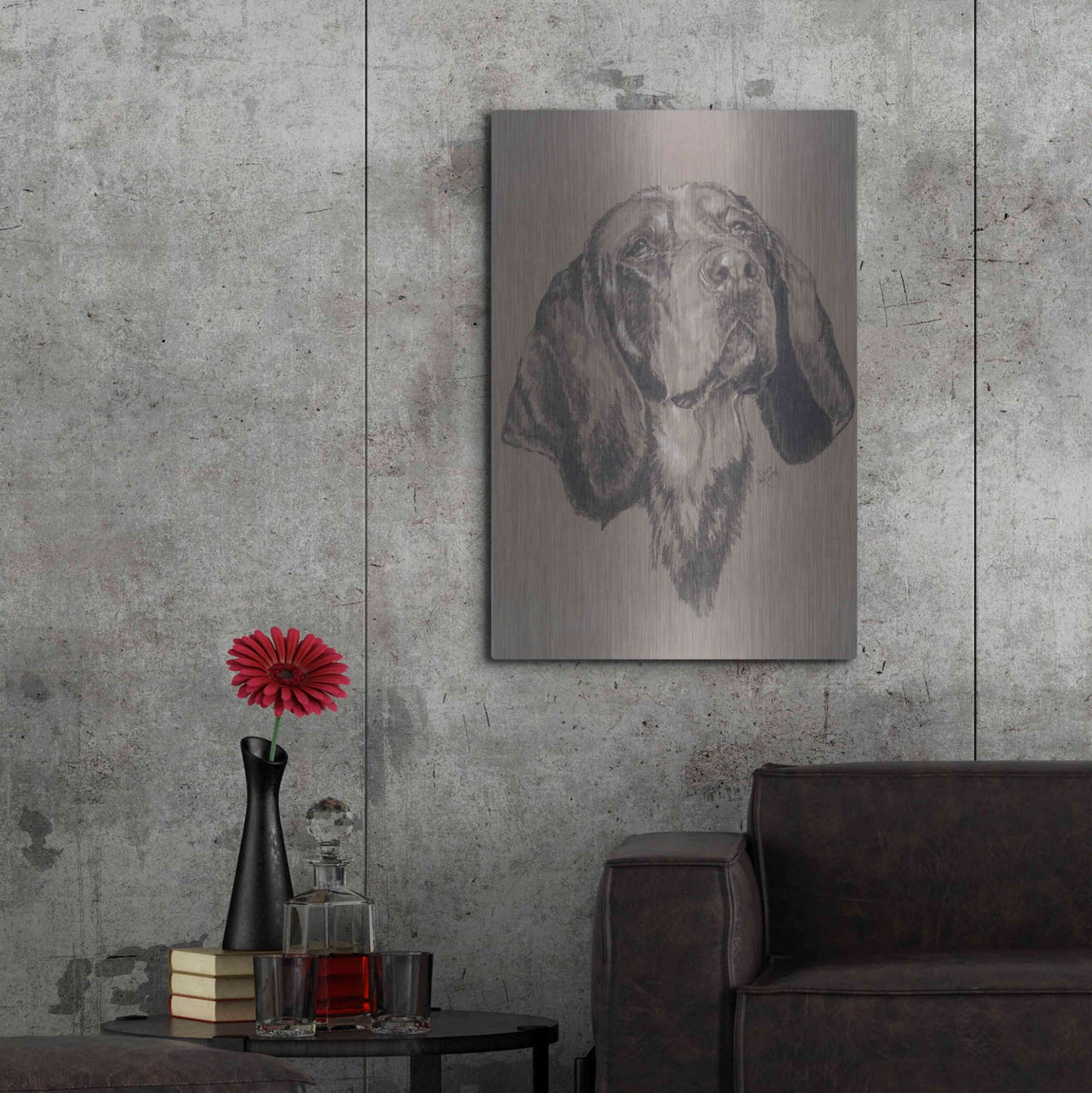 Luxe Metal Art 'Blue Tick Hound' by Barbara Keith, Metal Wall Art,24x36