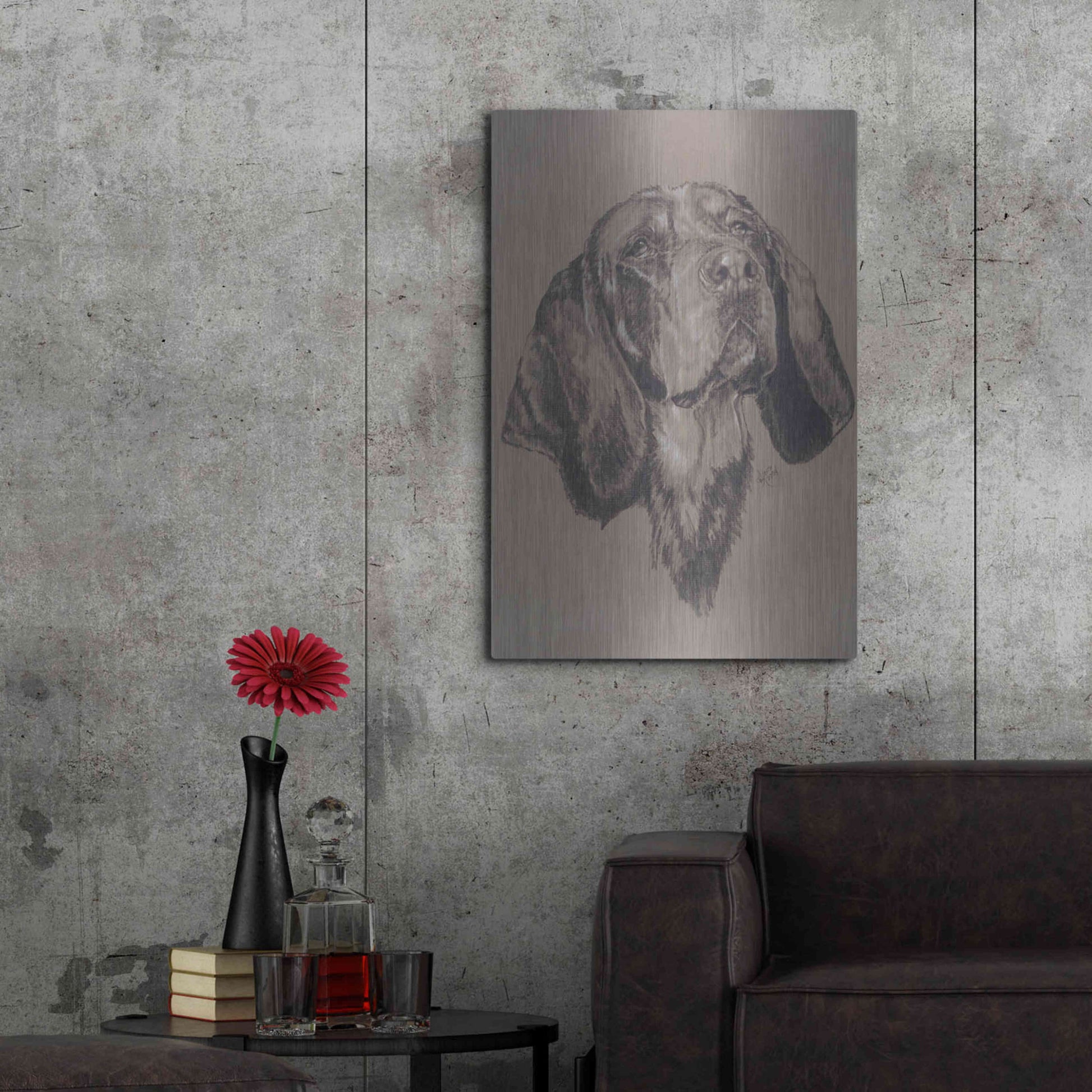 Luxe Metal Art 'Blue Tick Hound' by Barbara Keith, Metal Wall Art,24x36