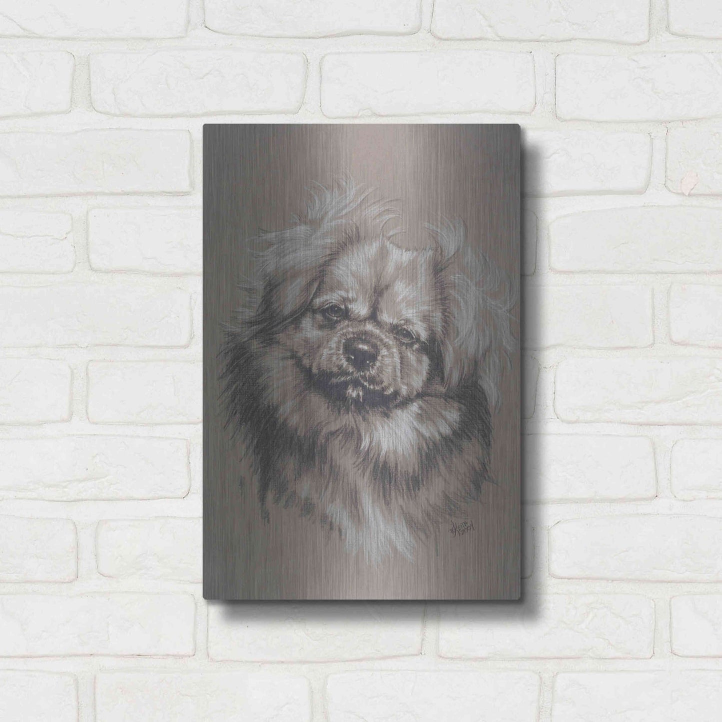 Luxe Metal Art 'Tibetan Spaniel' by Barbara Keith, Metal Wall Art,12x16