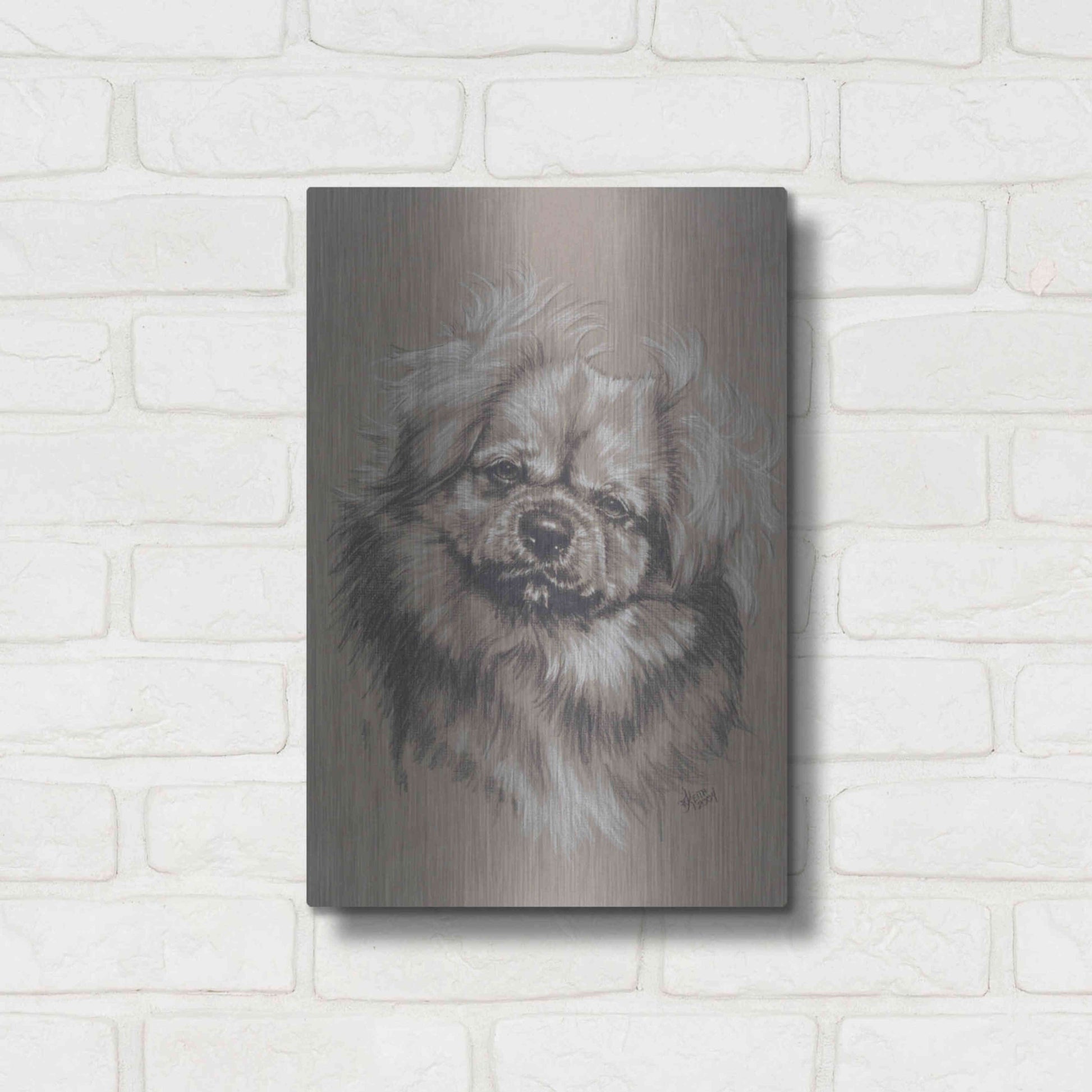 Luxe Metal Art 'Tibetan Spaniel' by Barbara Keith, Metal Wall Art,12x16