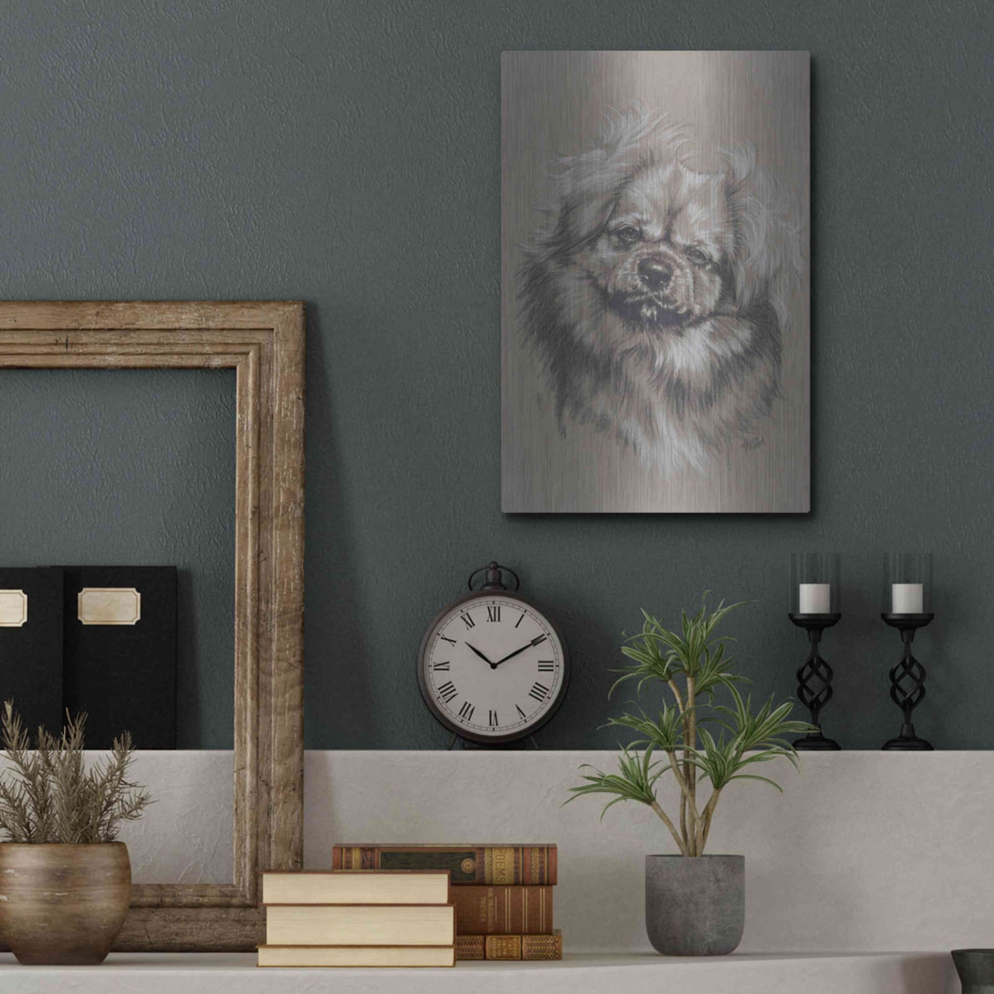 Luxe Metal Art 'Tibetan Spaniel' by Barbara Keith, Metal Wall Art,12x16