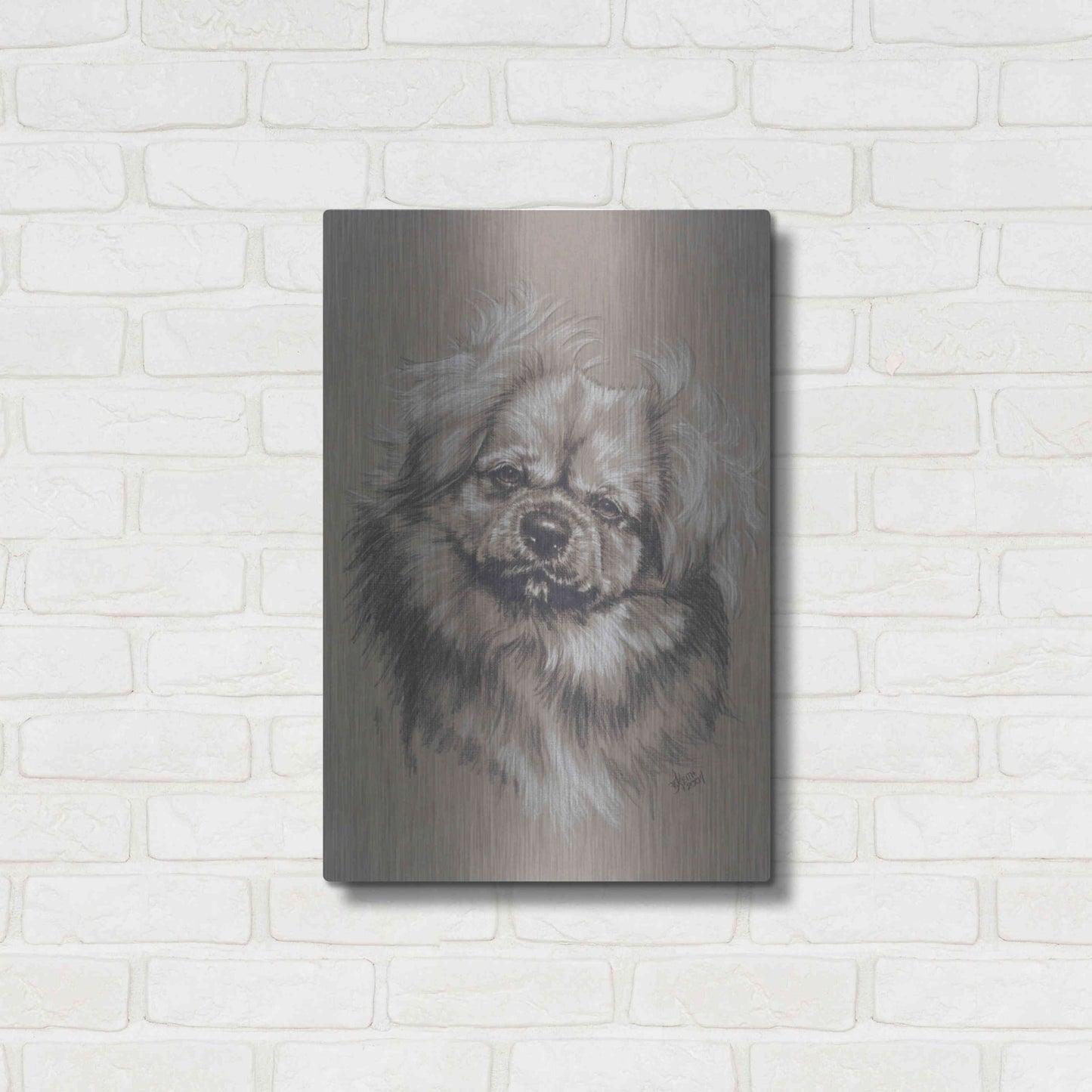 Luxe Metal Art 'Tibetan Spaniel' by Barbara Keith, Metal Wall Art,16x24